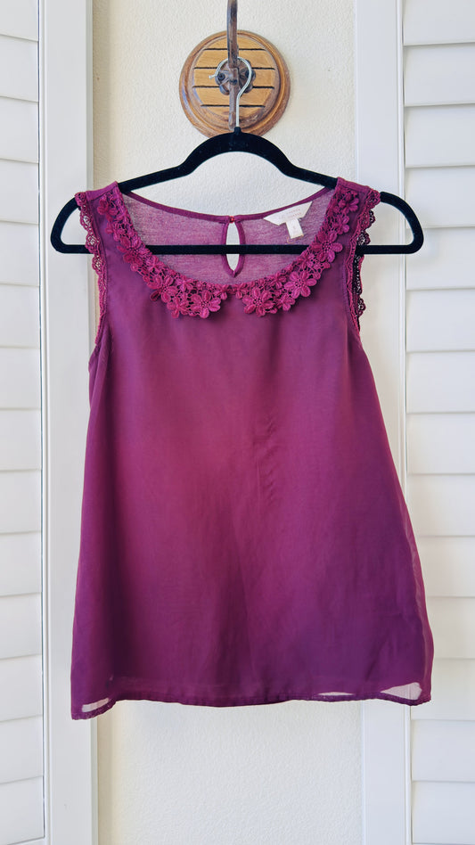 LC Lauren Conrad Lace Collar Sleeveless Blouse - Size S