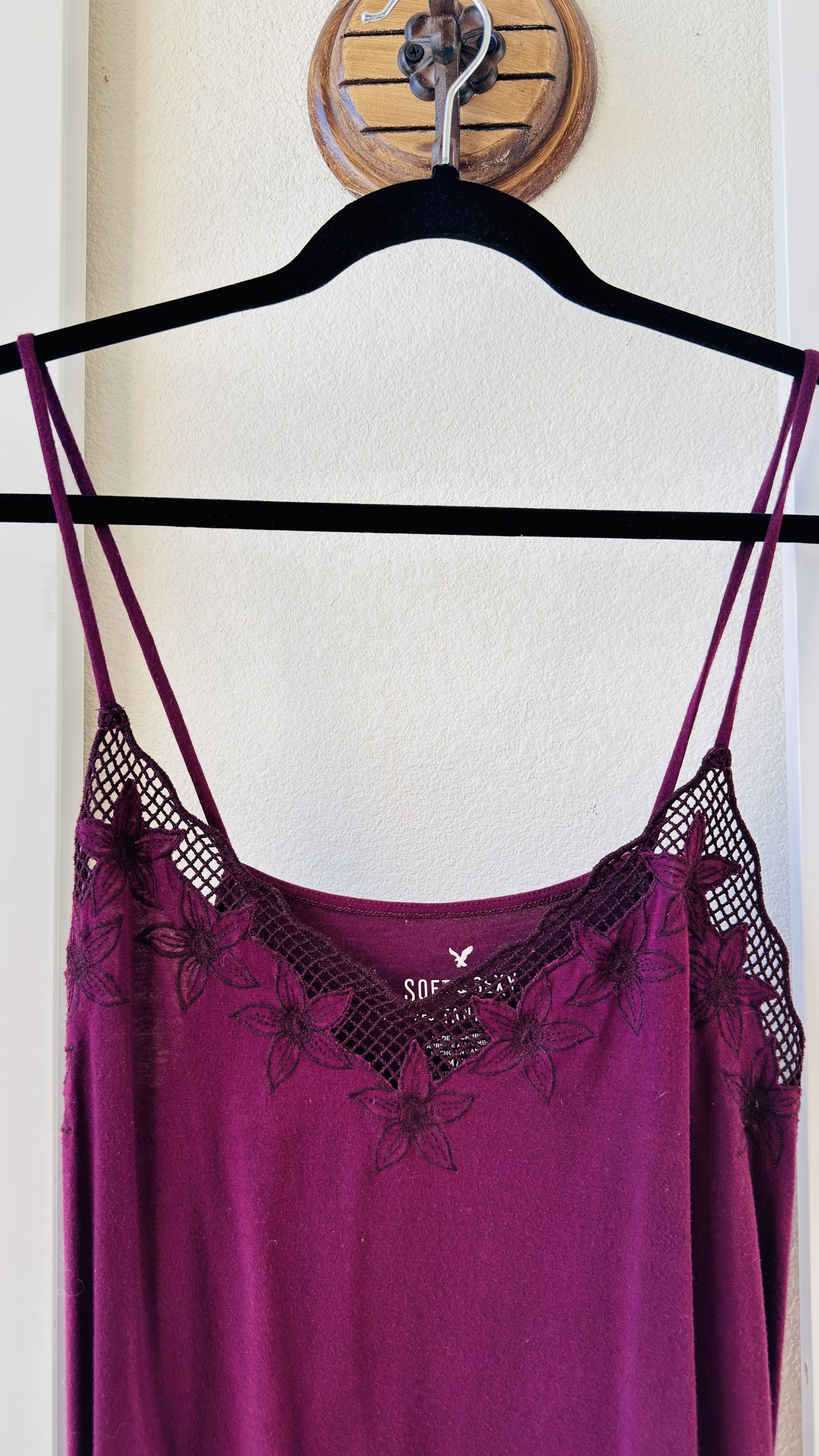 American Eagle Soft & Sexy Lace Floral Trim Cami Tank Top - Size M