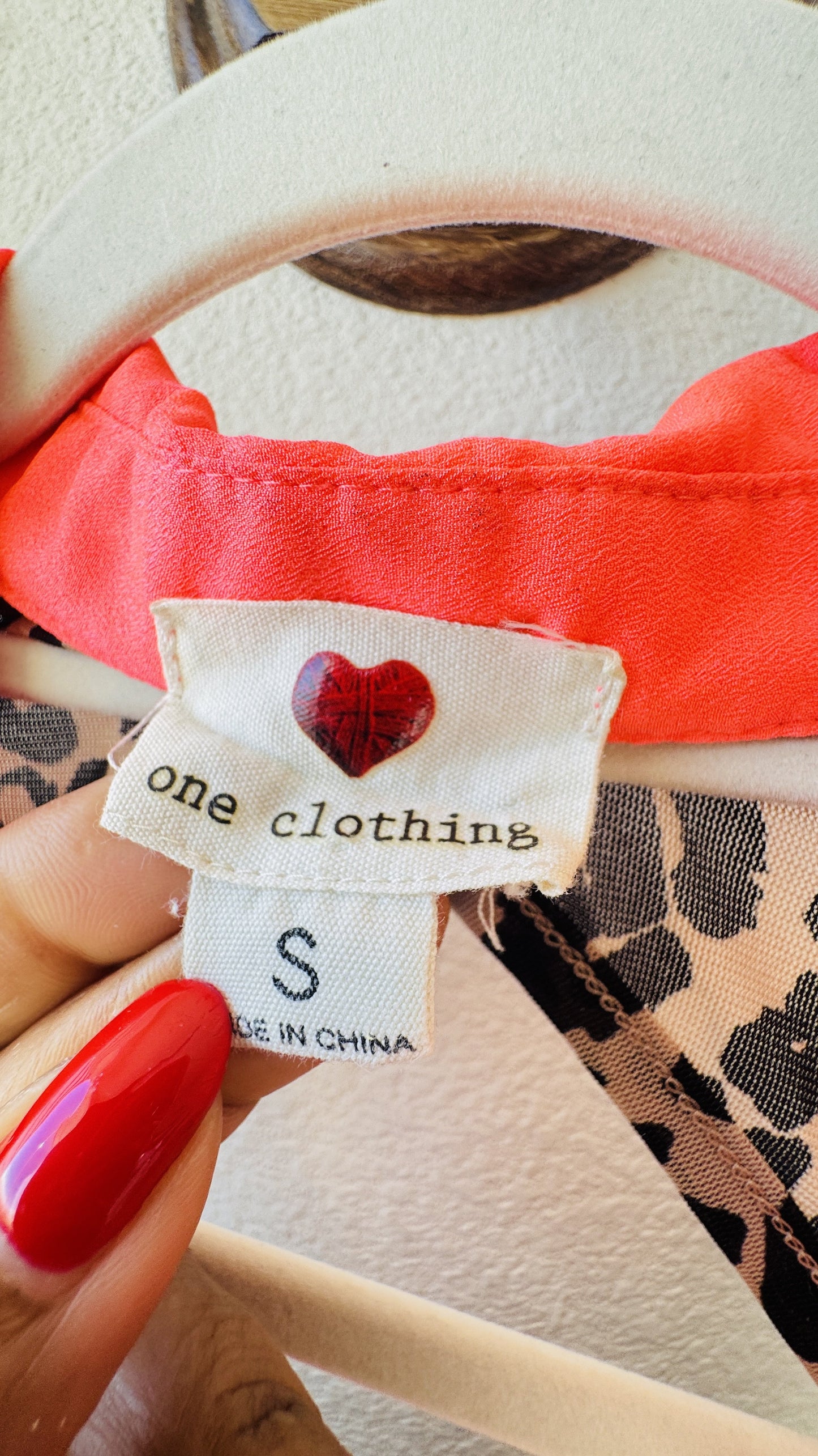 One Clothing Leopard Print Mesh Sleeveless Top with Neon Pink Collar - Size S