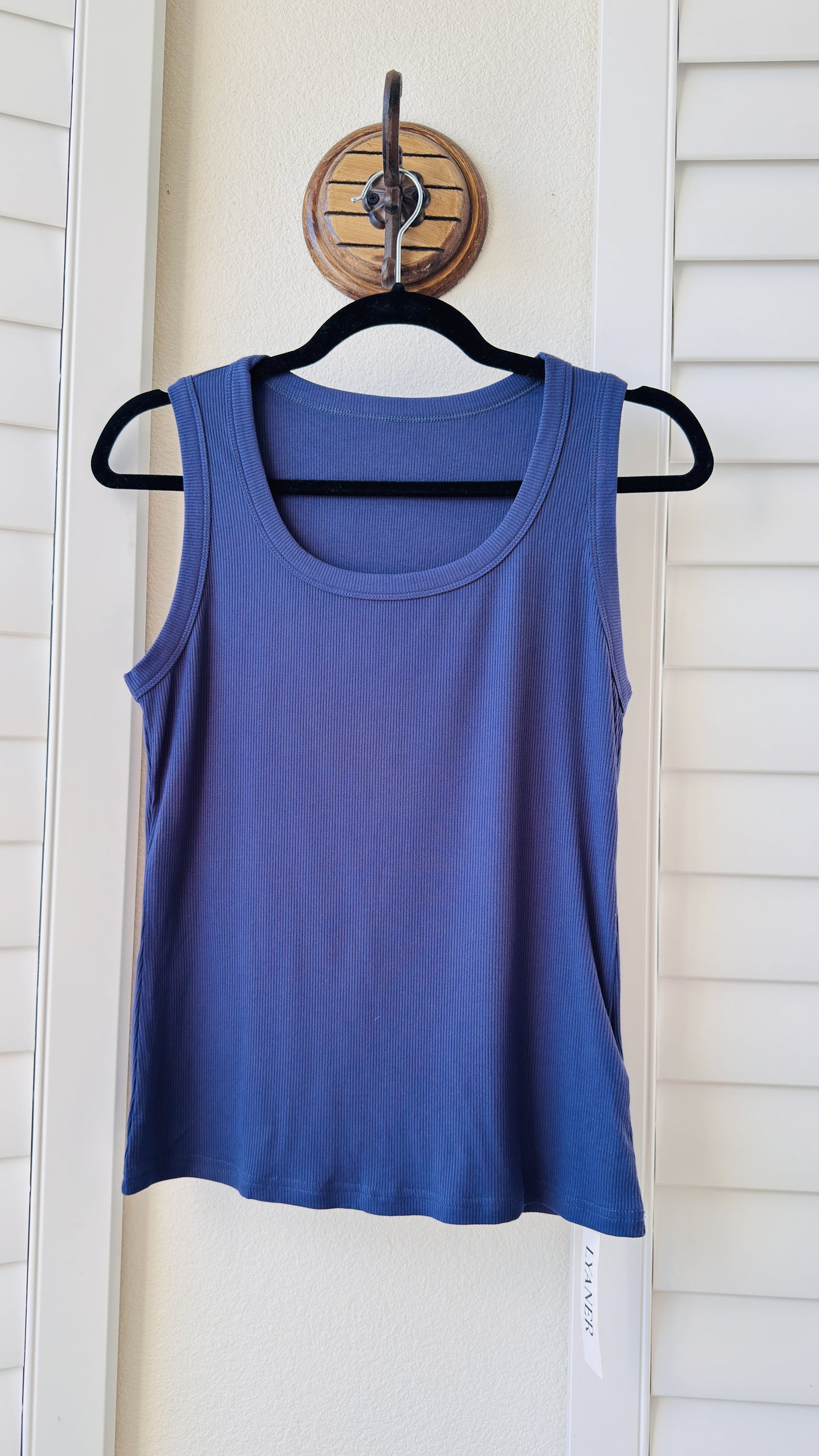 LYANER Blue Ribbed Knit Scoop Neck Tank Top - Size M