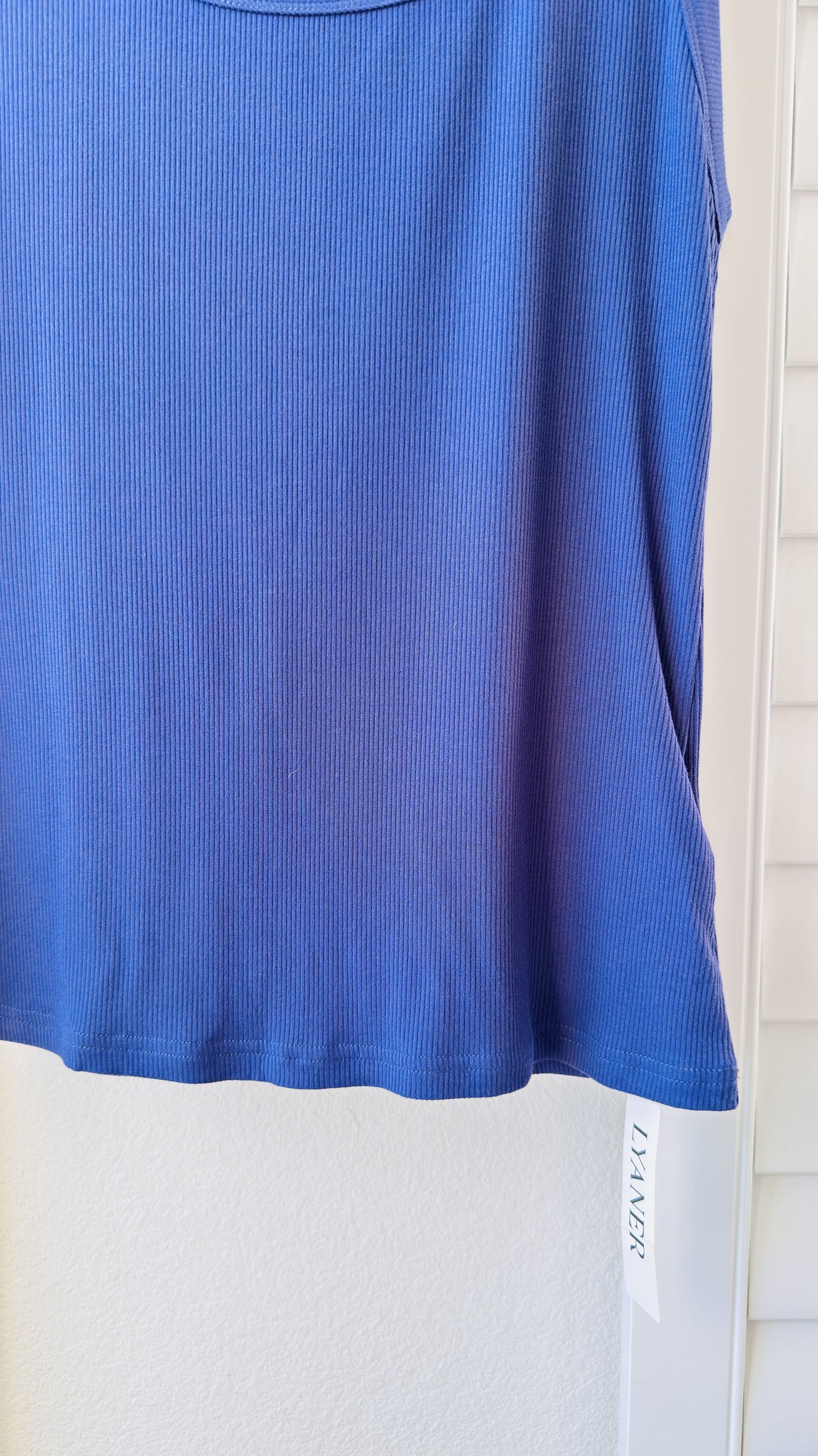 LYANER Blue Ribbed Knit Scoop Neck Tank Top - Size M