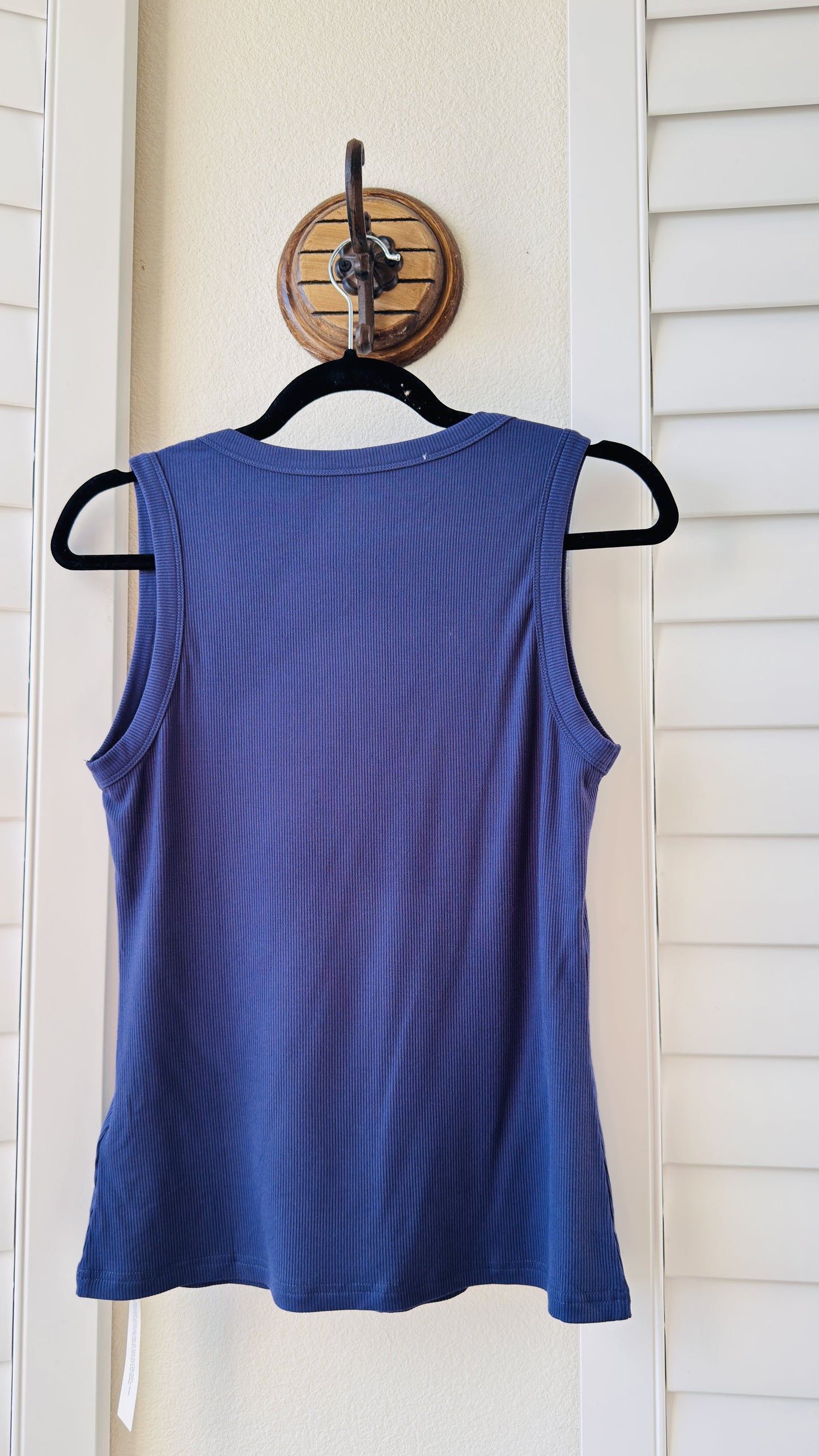 LYANER Blue Ribbed Knit Scoop Neck Tank Top - Size M