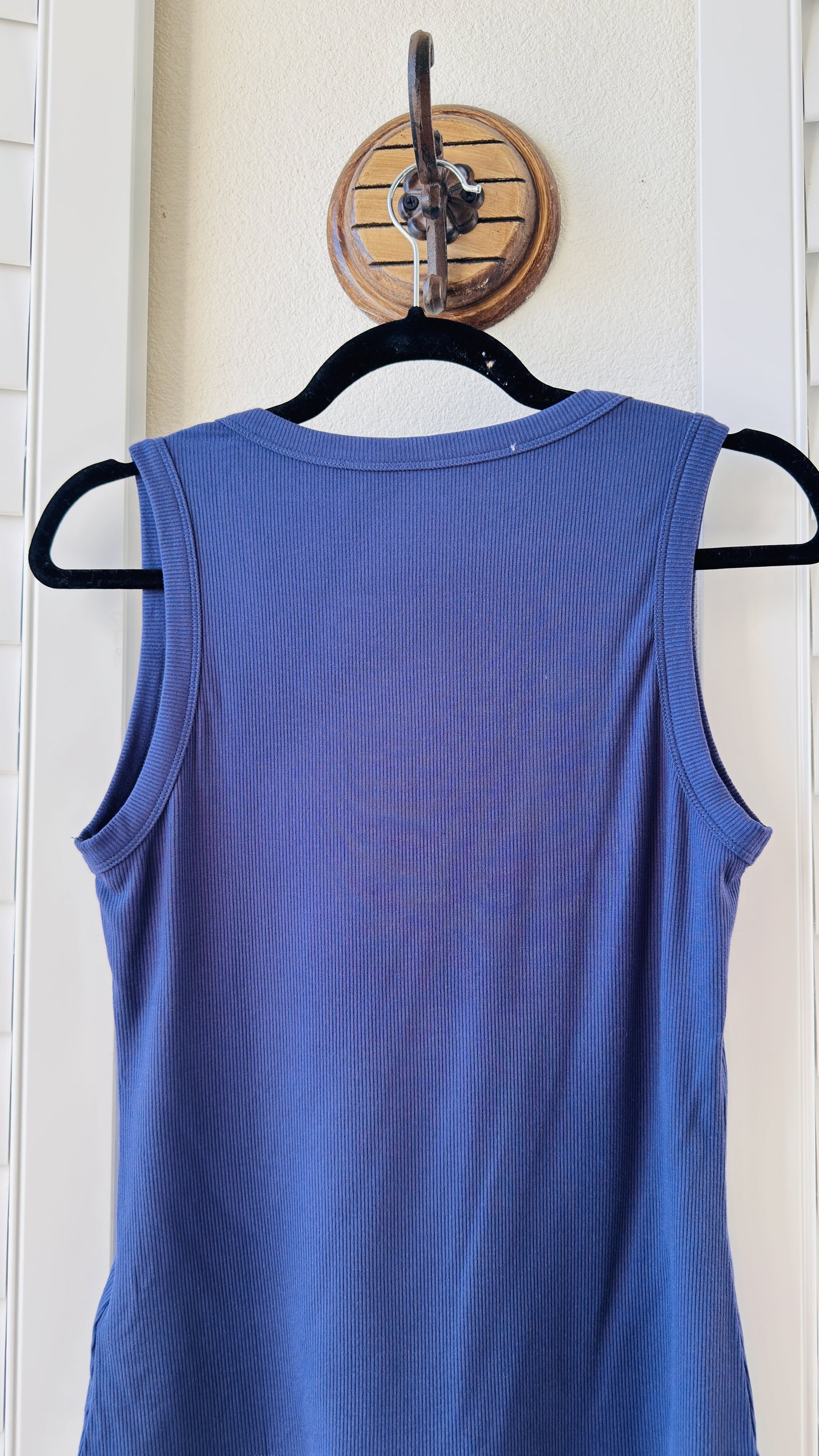 LYANER Blue Ribbed Knit Scoop Neck Tank Top - Size M