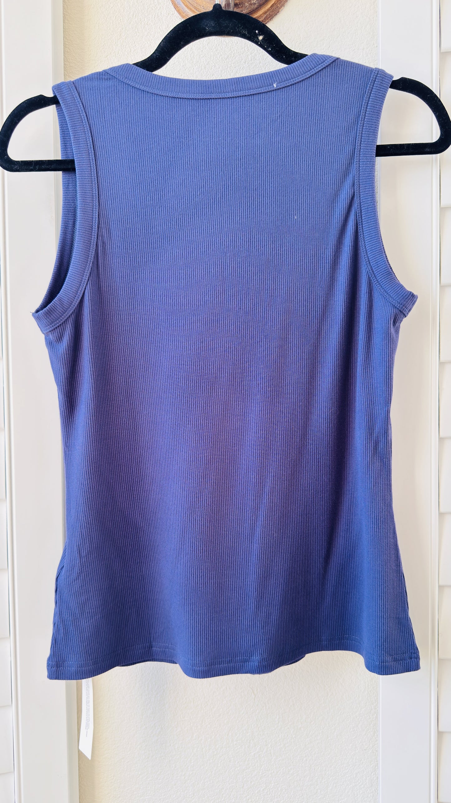 LYANER Blue Ribbed Knit Scoop Neck Tank Top - Size M