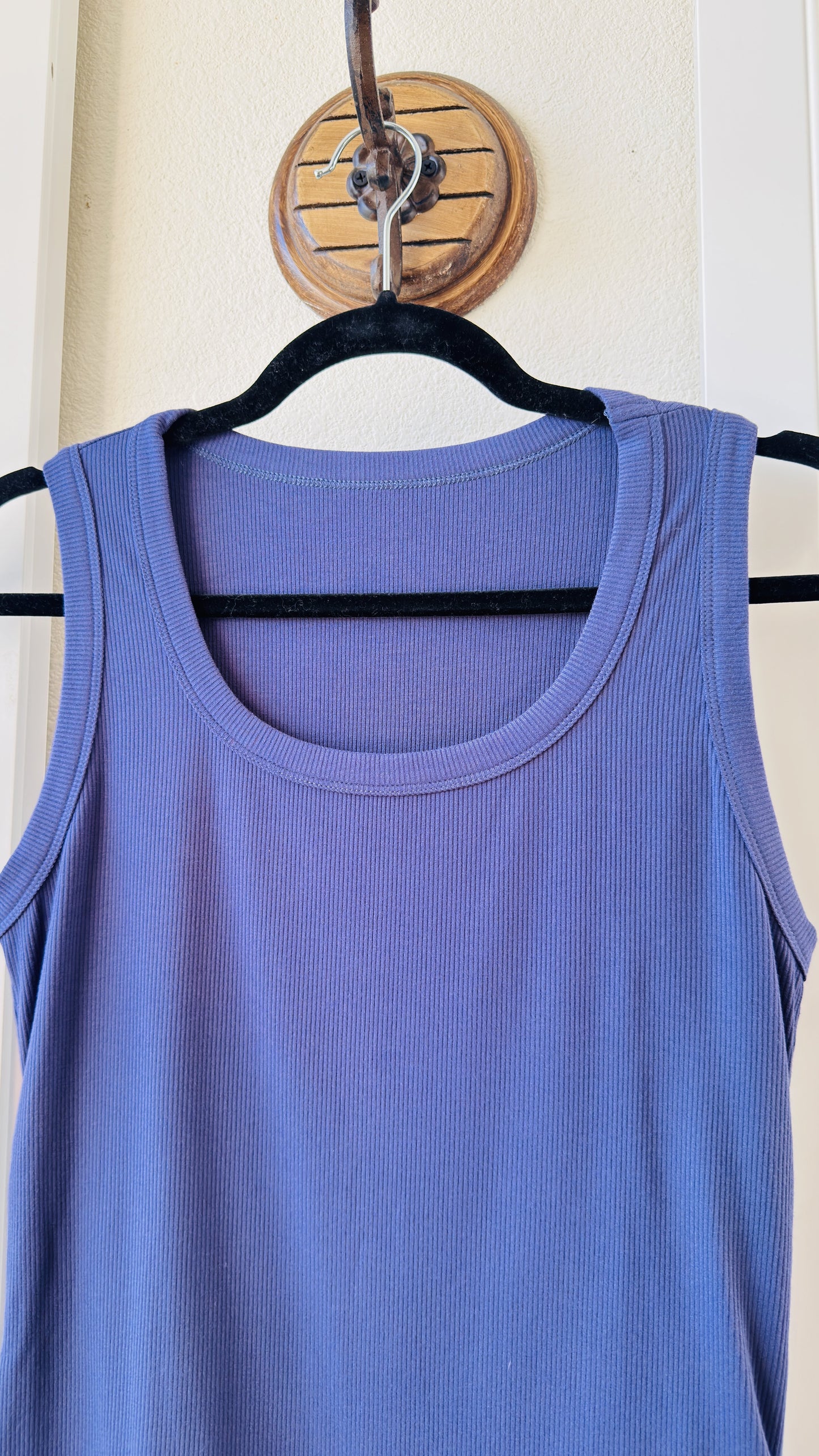 LYANER Blue Ribbed Knit Scoop Neck Tank Top - Size M
