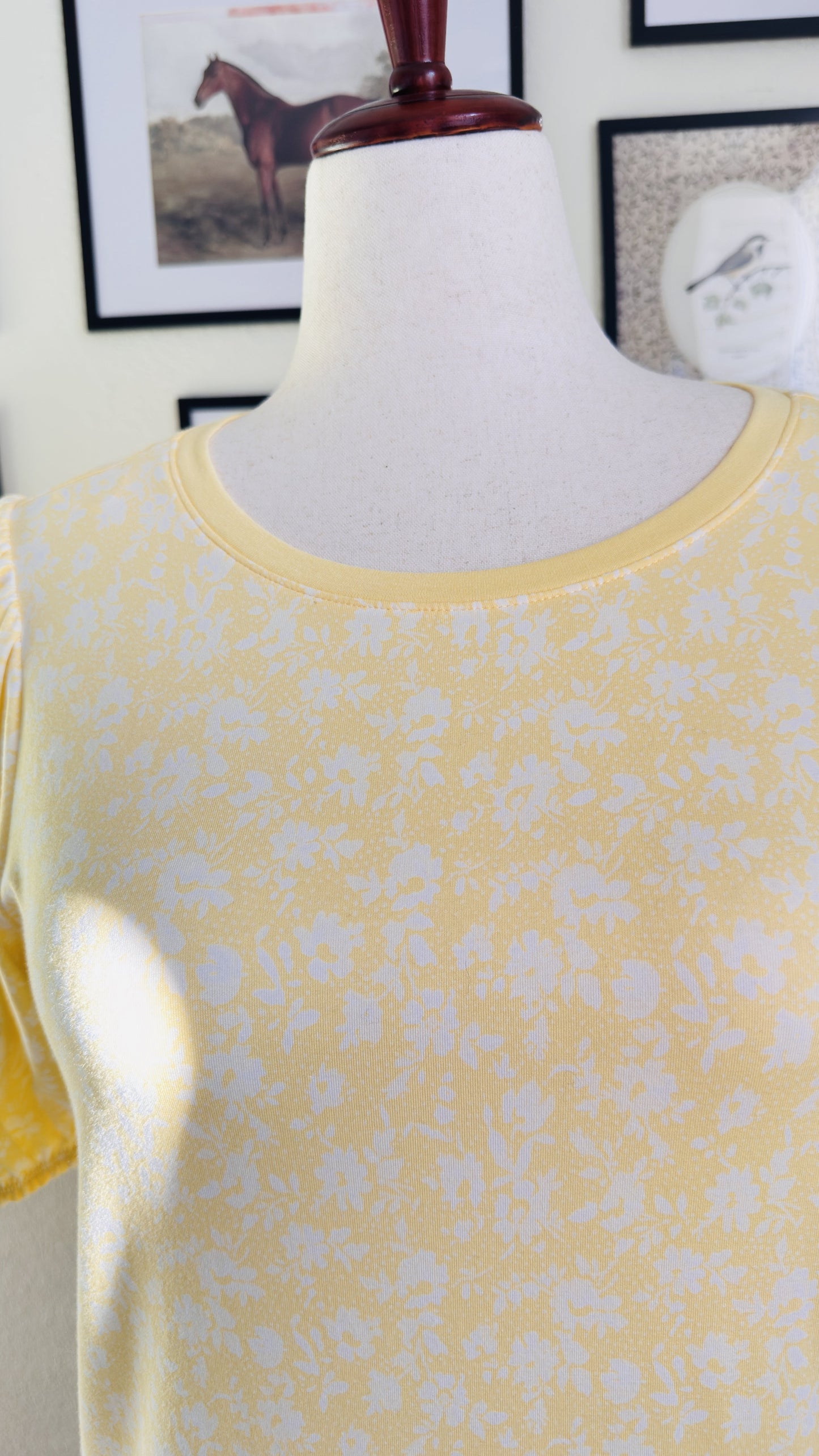 LC Lauren Conrad Yellow Floral Puff Sleeve Top - Size L