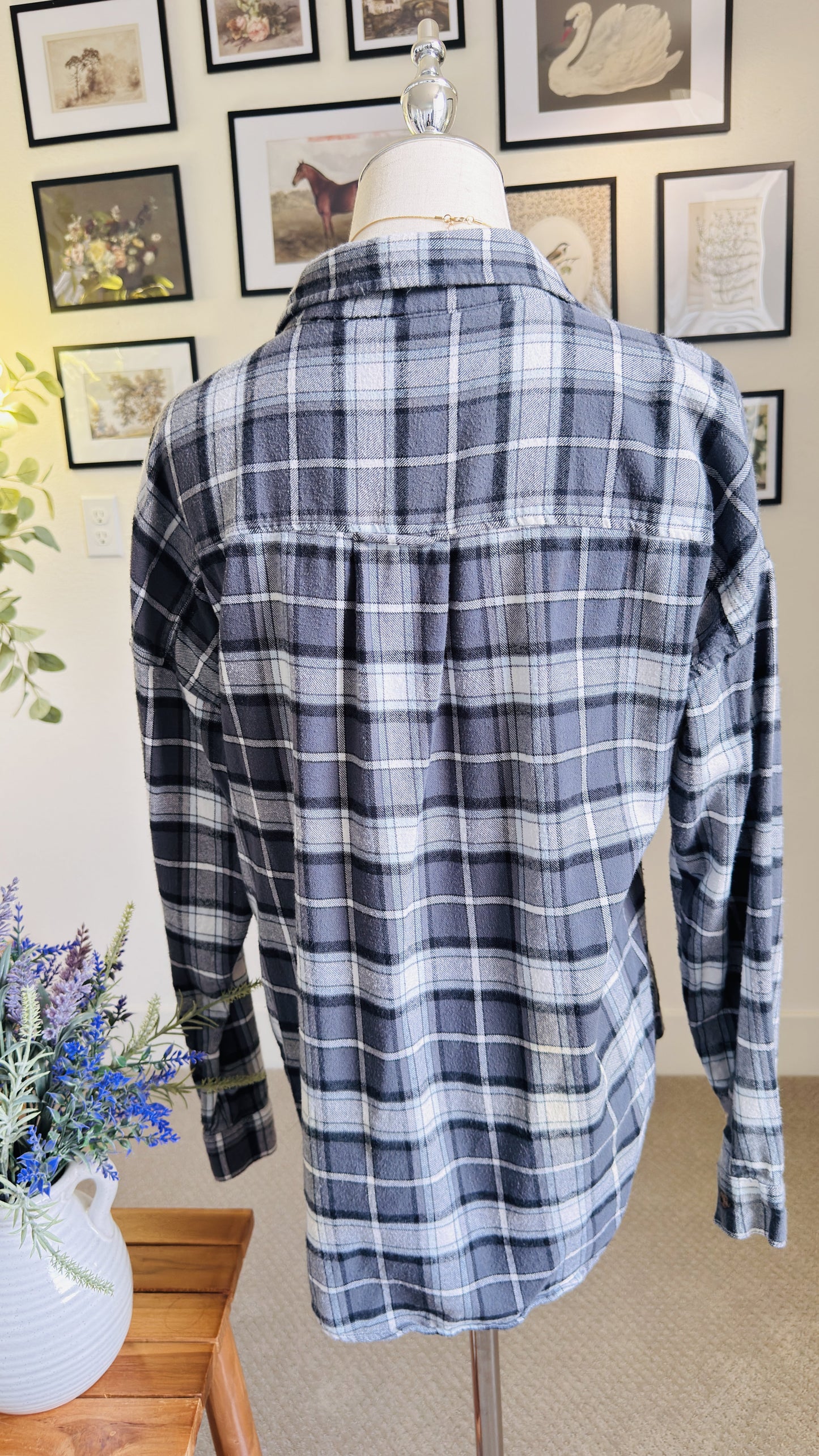 Brandy Melville Plaid Button Down Flannel Shirt - Size One Size