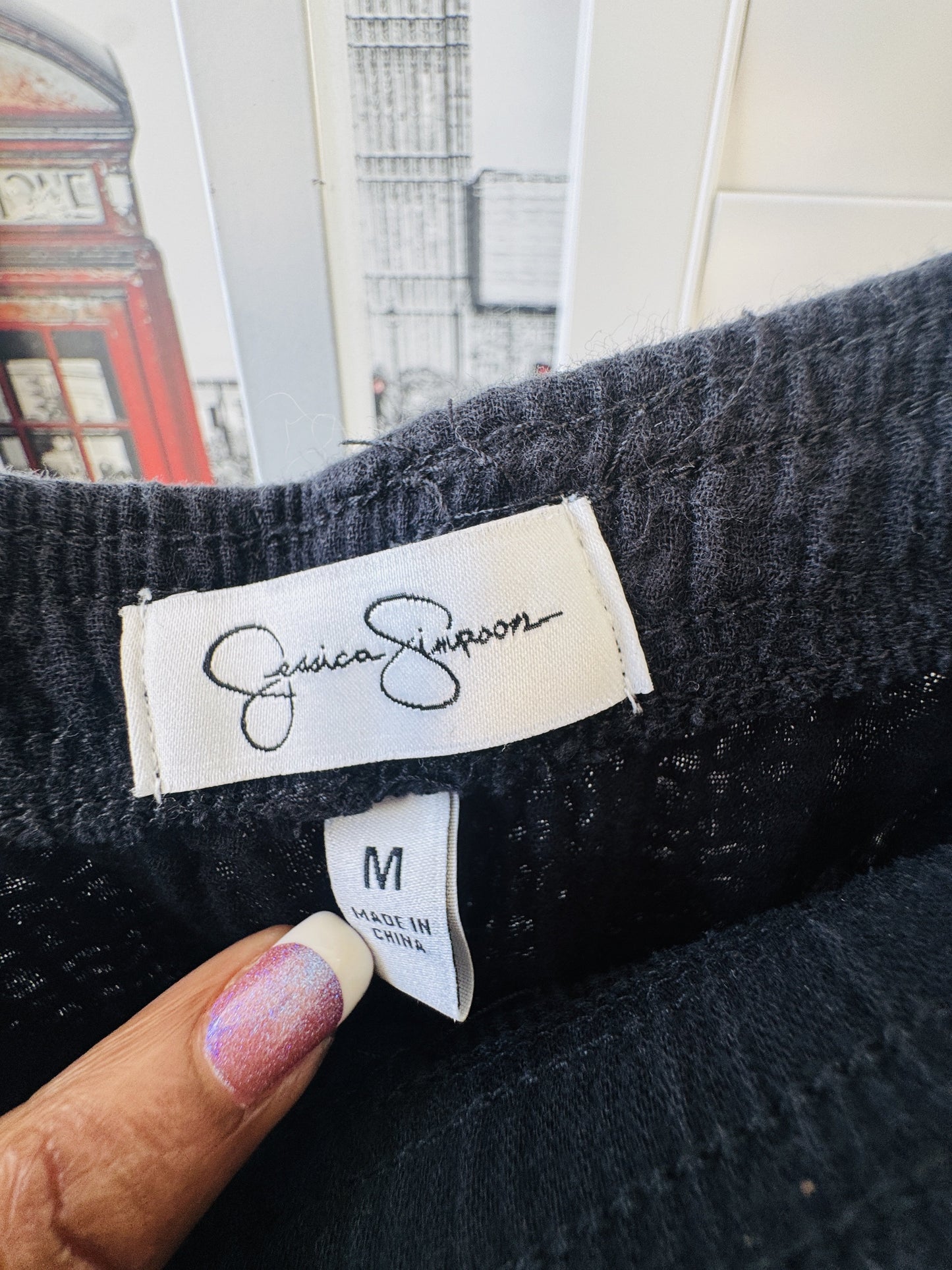 Jessica Simpson Black Cotton Gauze Wide Leg Crop Pants Size M