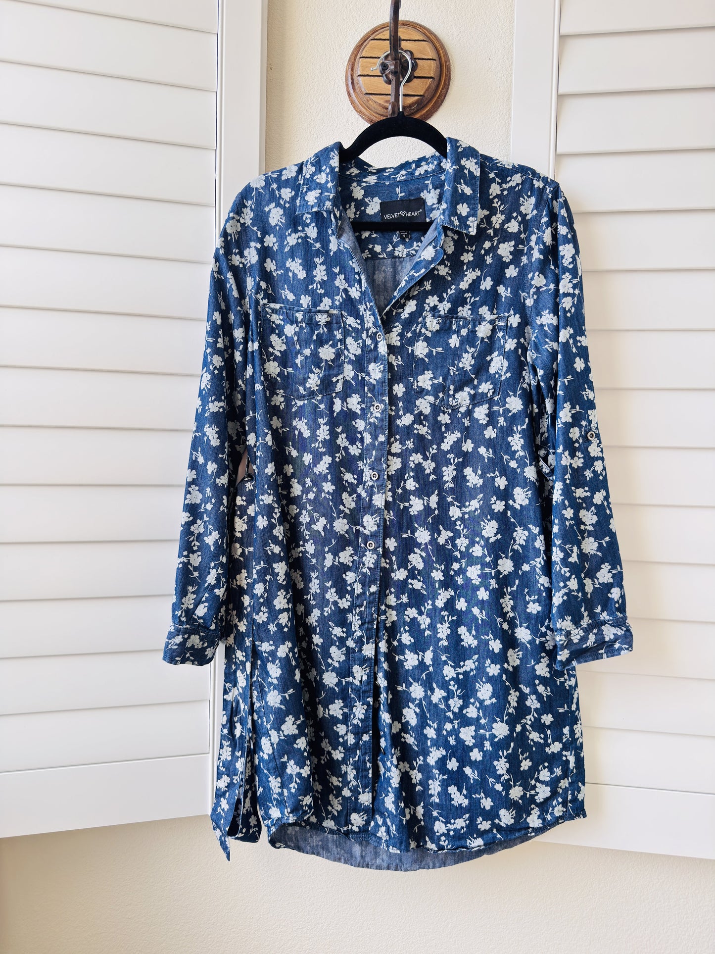 Velvet Heart Floral Cotton Tencel Shirt Dress Size S