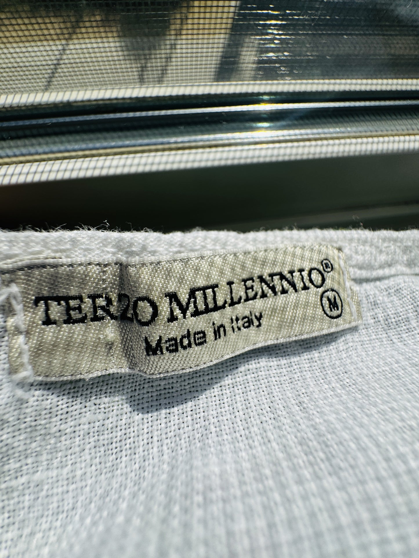 Terzo Millennio White 100% Linen Flutter Sleeve Blouse Made in Italy Size M