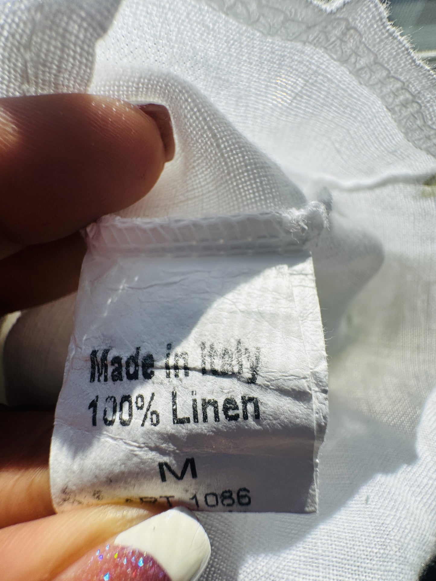 Terzo Millennio White 100% Linen Flutter Sleeve Blouse Made in Italy Size M