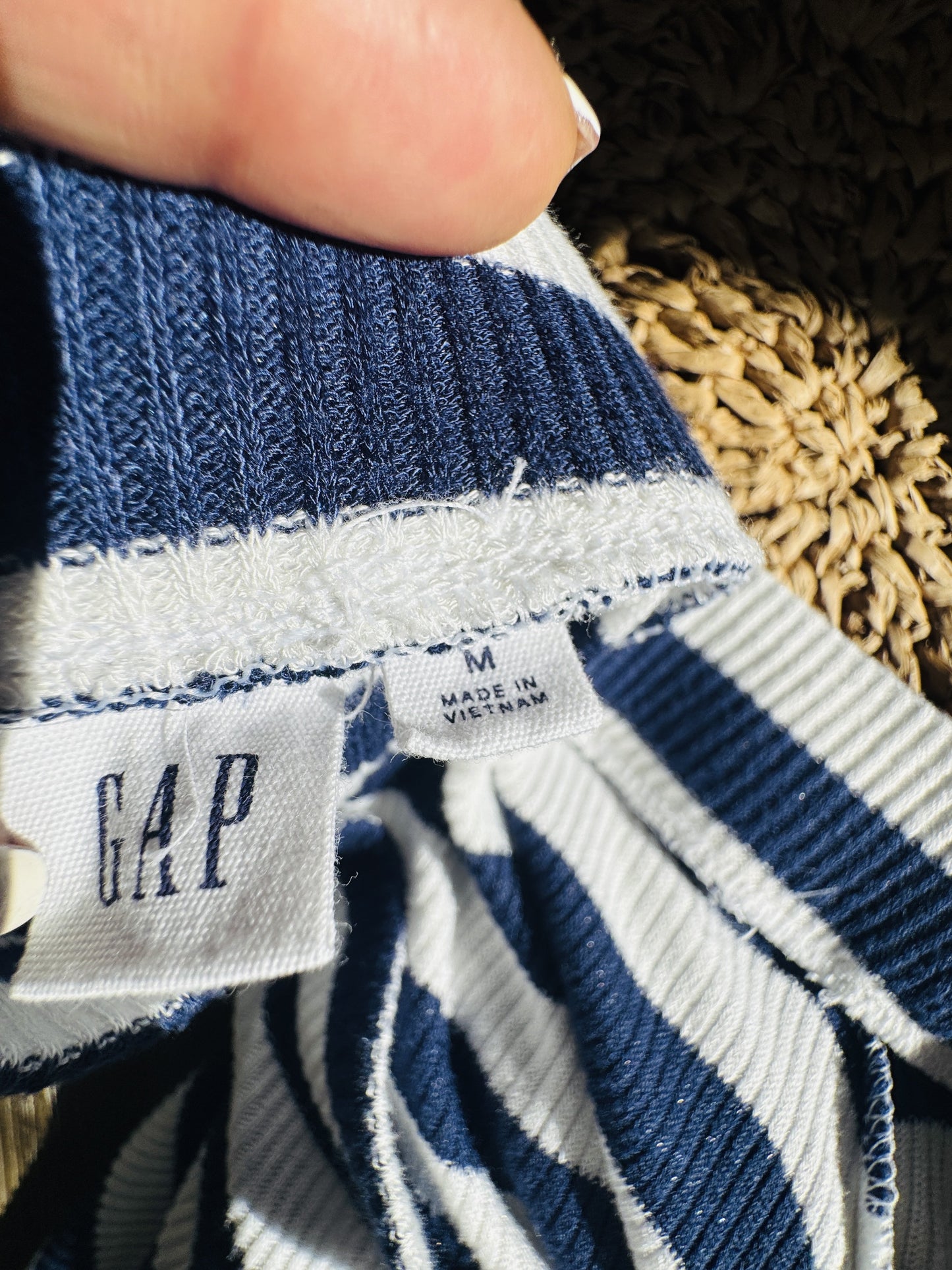 Gap Navy & White Striped Ribbed Asymmetrical Maxi Skirt Size M