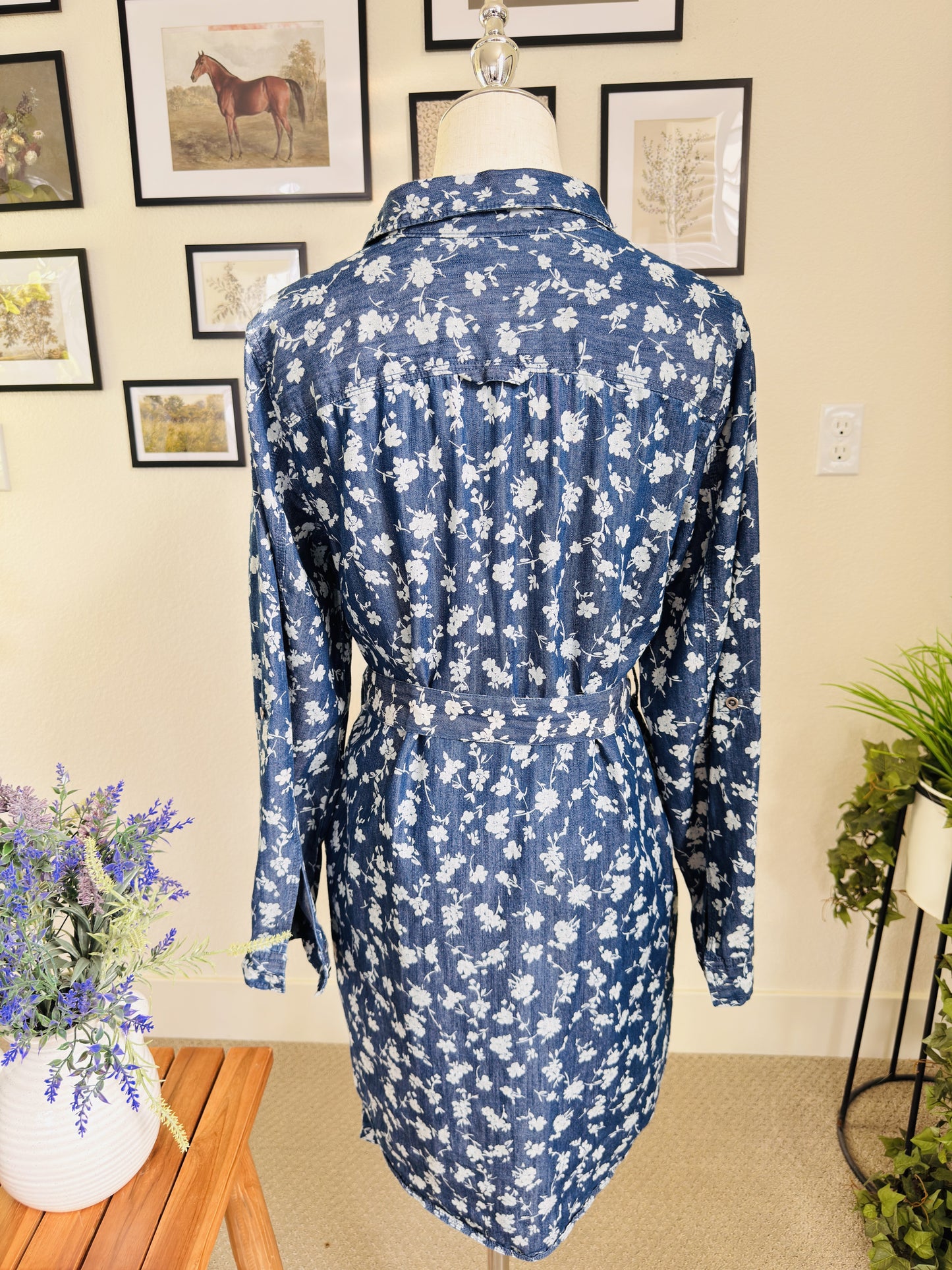 Velvet Heart Floral Cotton Tencel Shirt Dress Size S