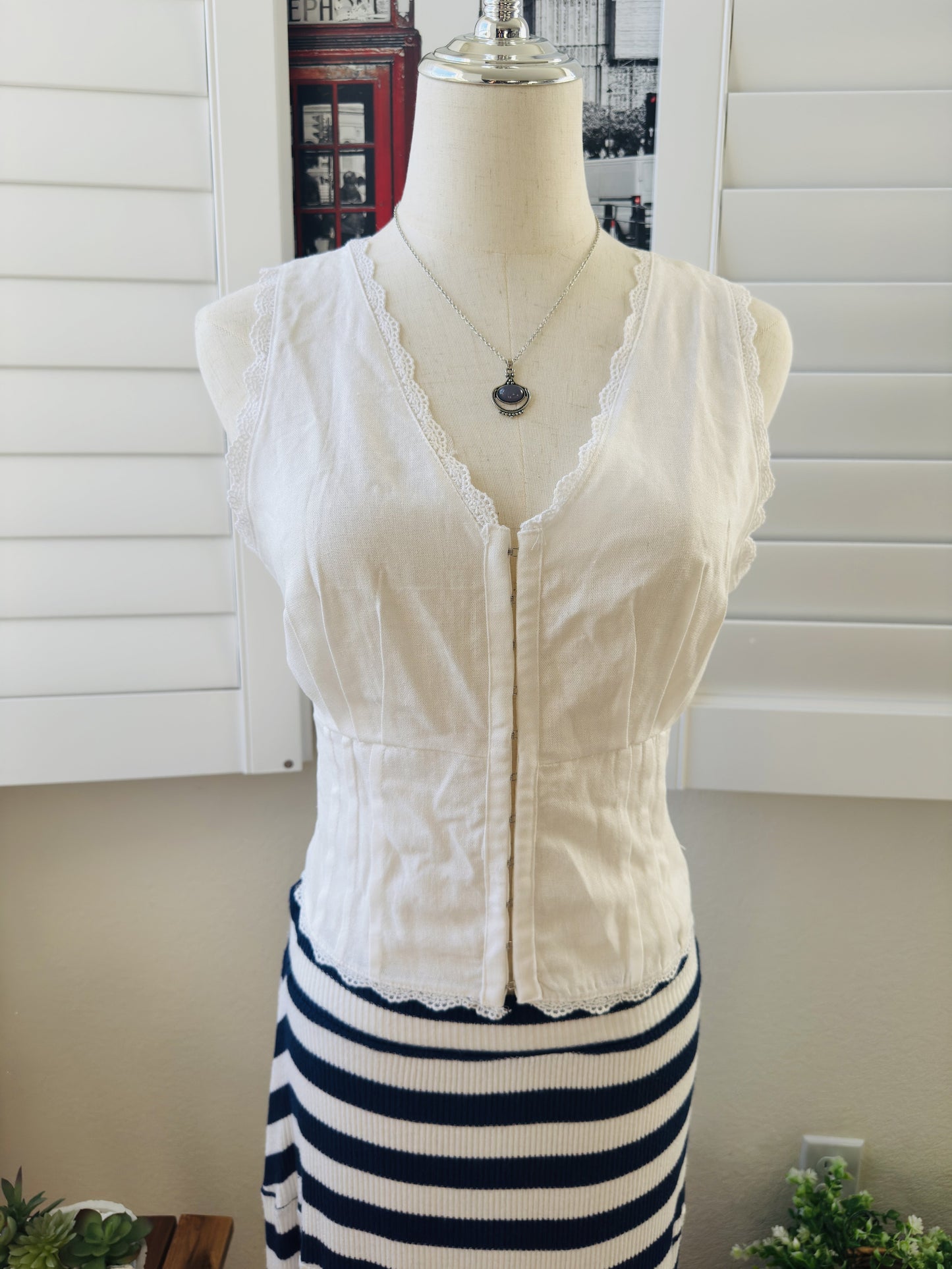 Gap Navy & White Striped Ribbed Asymmetrical Maxi Skirt Size M