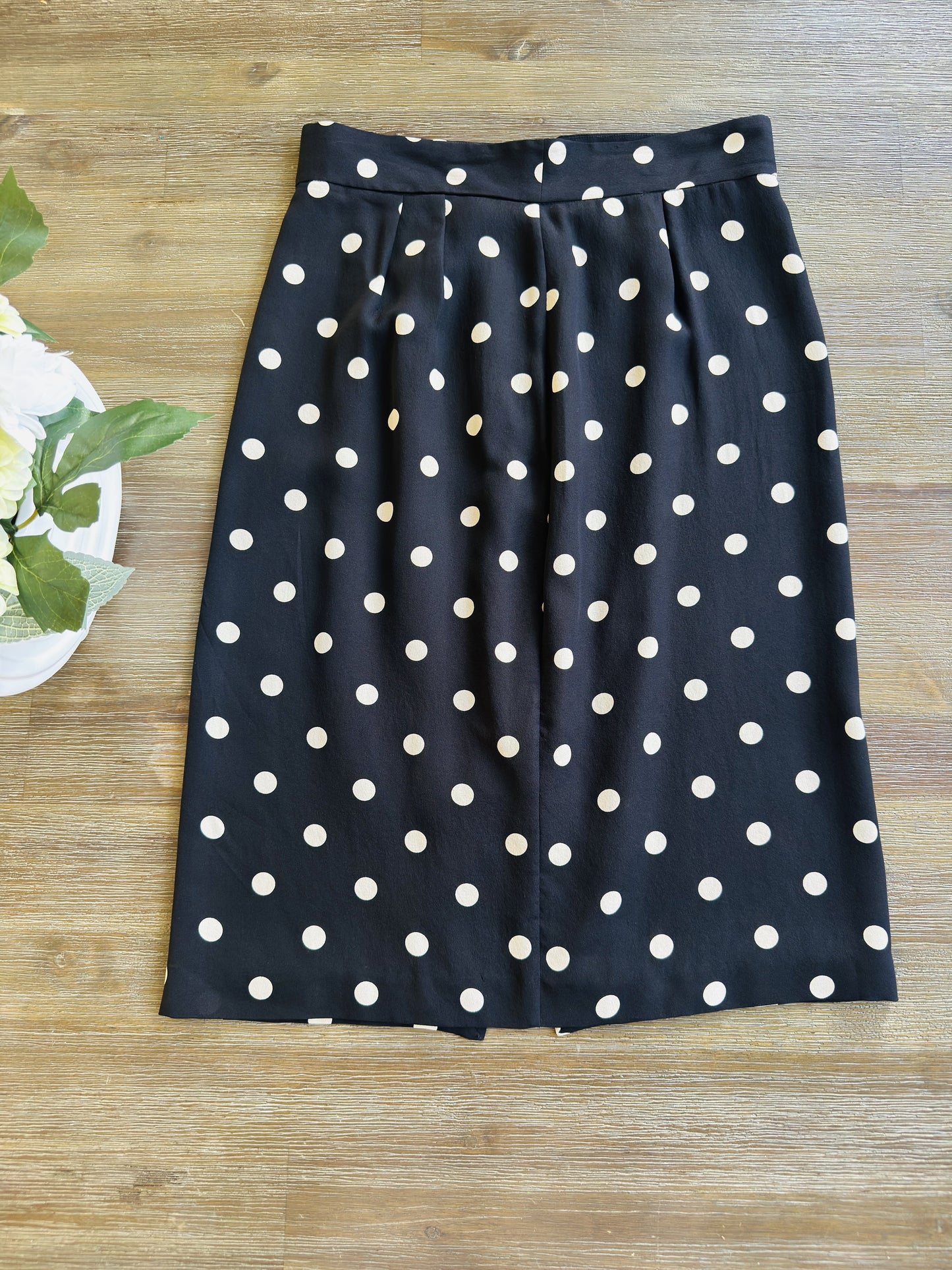 The Limited Silk Black & White Polka Dot Silk Skirt Size 8