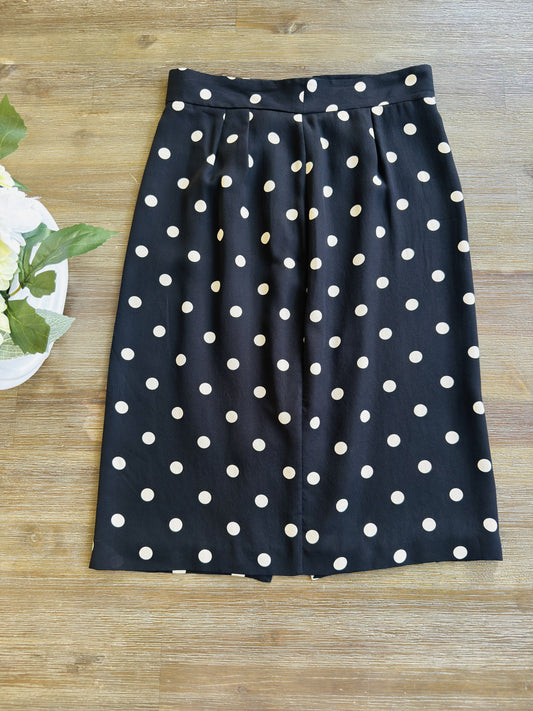 The Limited Silk Black & White Polka Dot Silk Skirt Size 8
