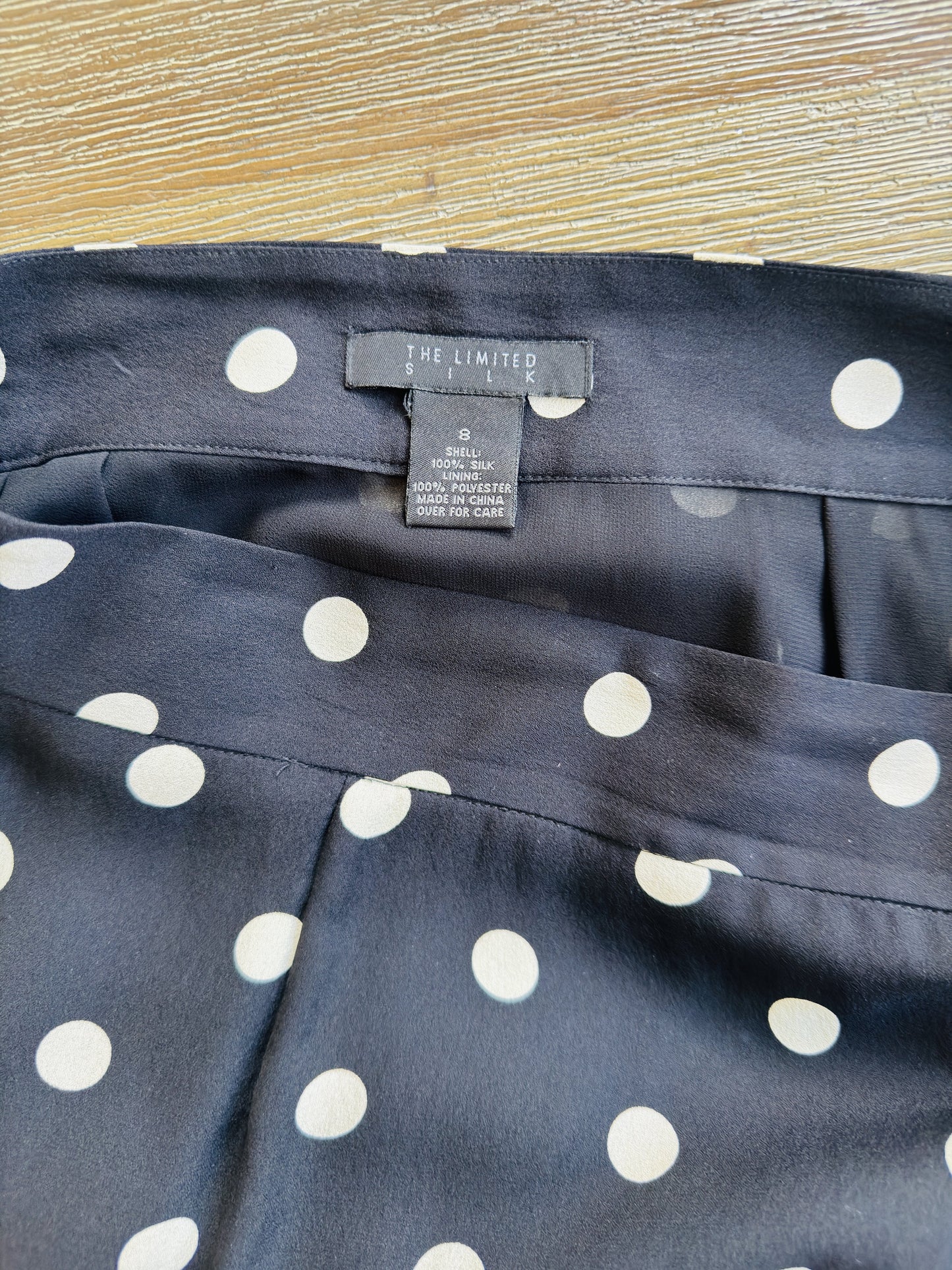 The Limited Silk Black & White Polka Dot Silk Skirt Size 8