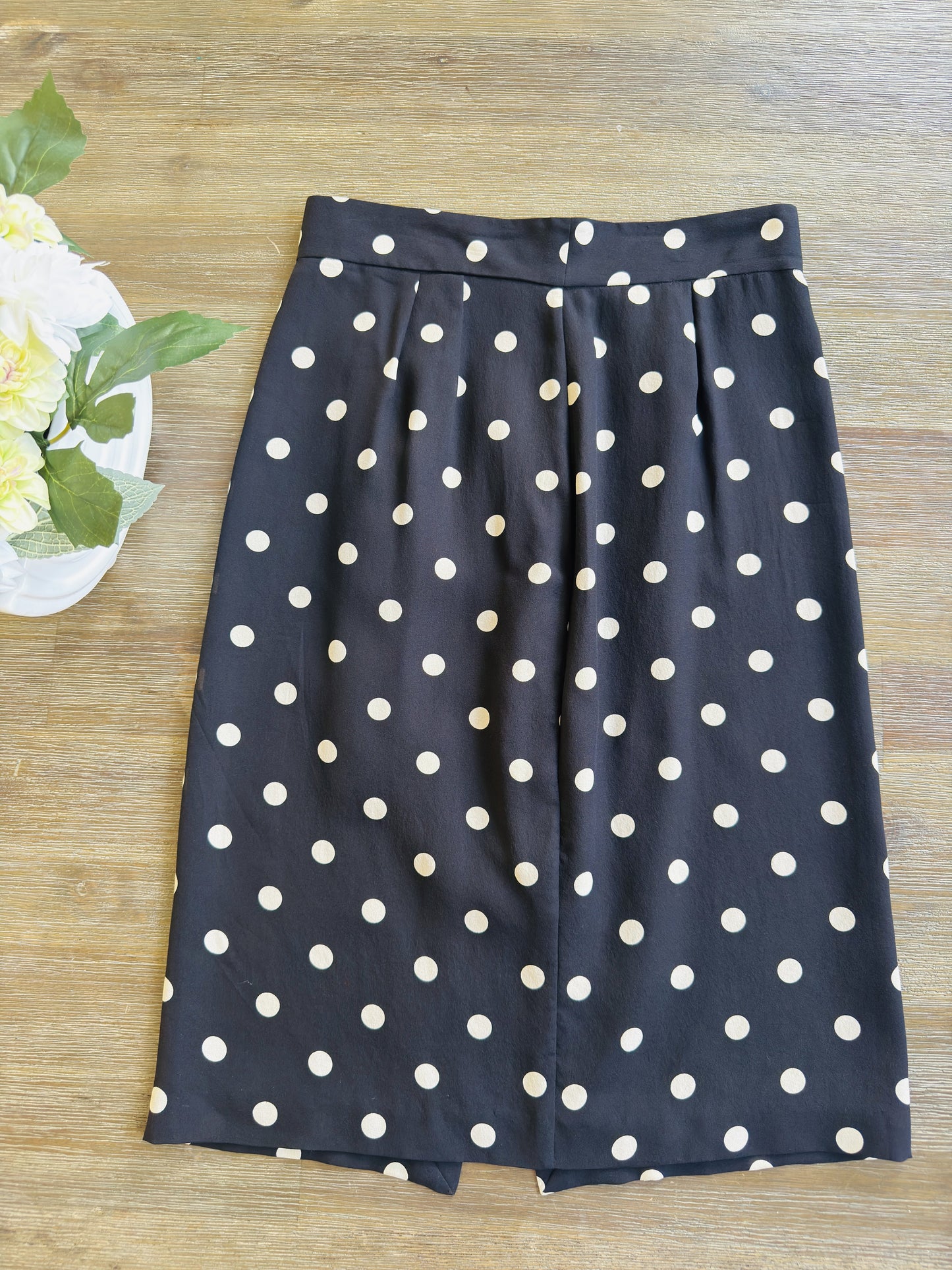 The Limited Silk Black & White Polka Dot Silk Skirt Size 8