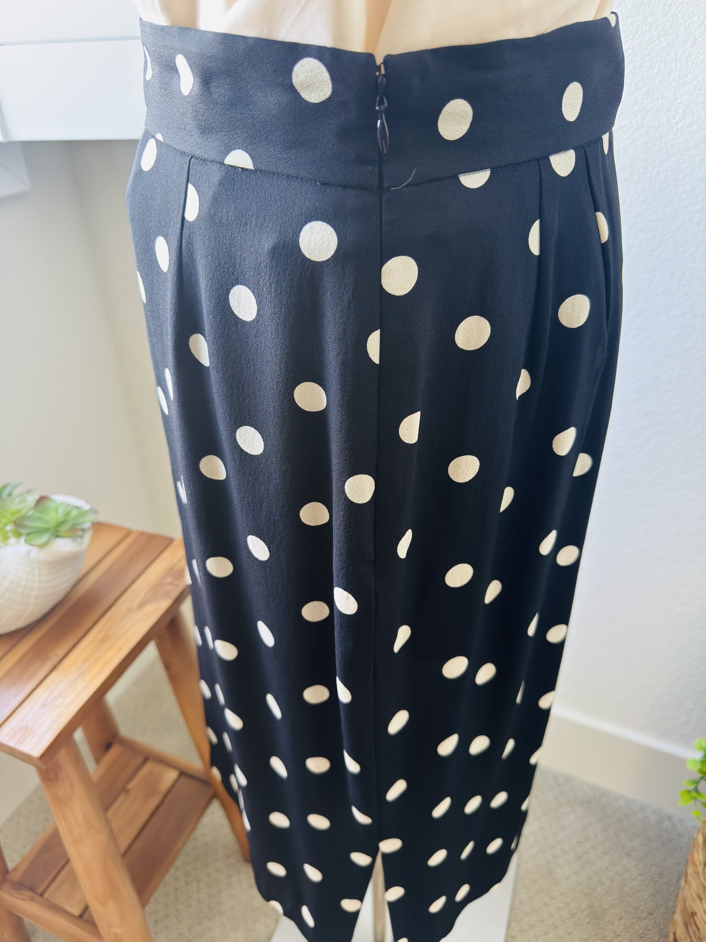 The Limited Silk Black & White Polka Dot Silk Skirt Size 8