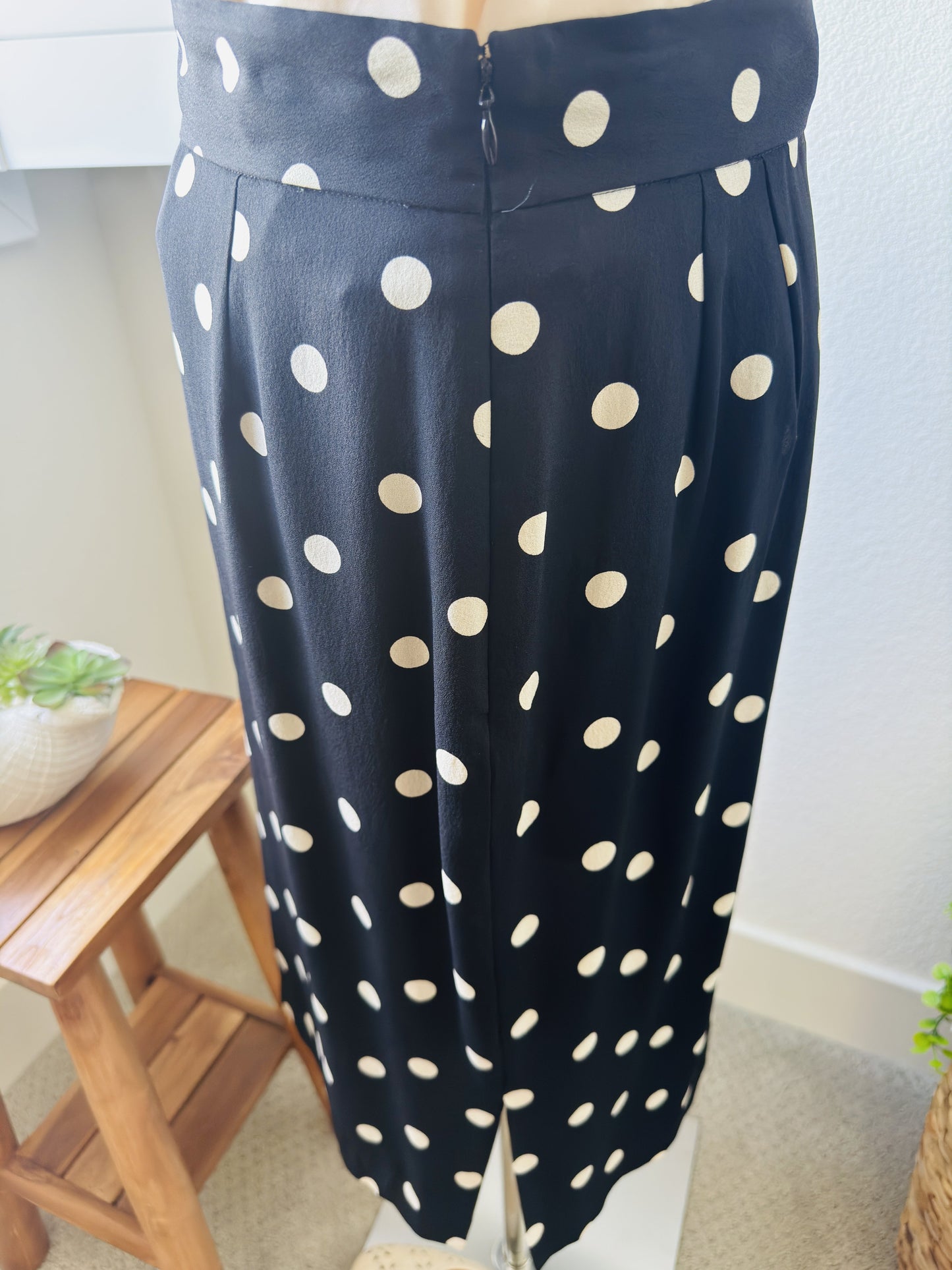 The Limited Silk Black & White Polka Dot Silk Skirt Size 8