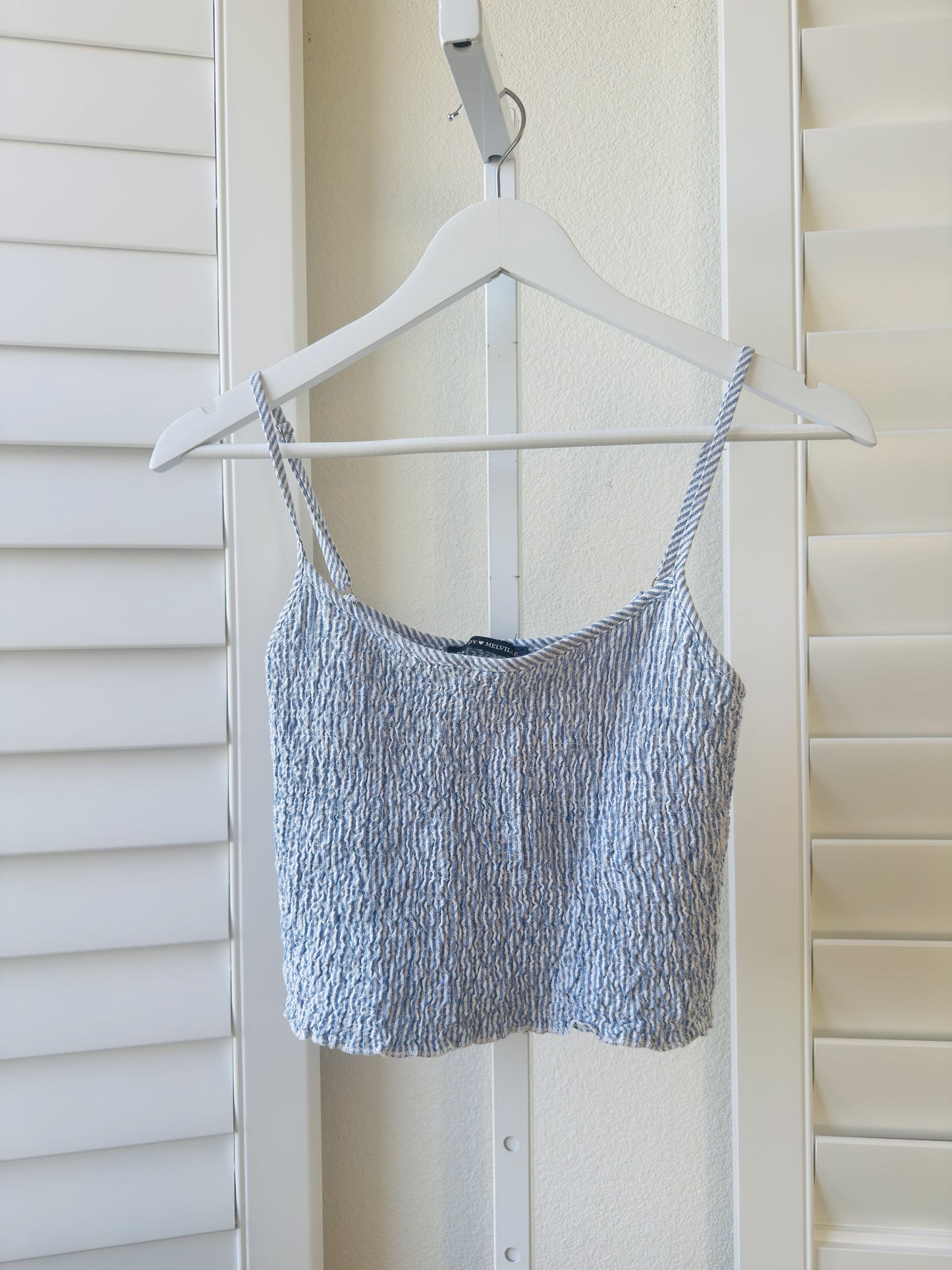 Brandy Melville Blue Striped Smocked Cami Top - One Size