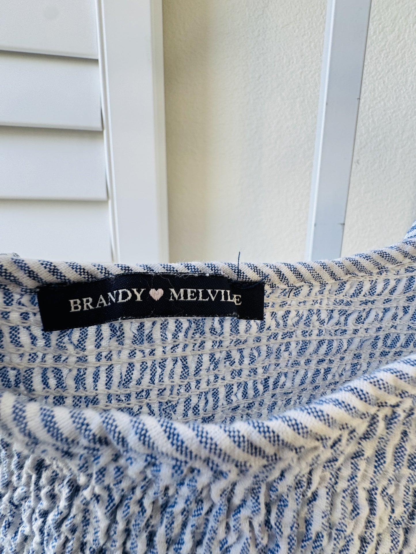 Brandy Melville Blue Striped Smocked Cami Top - One Size