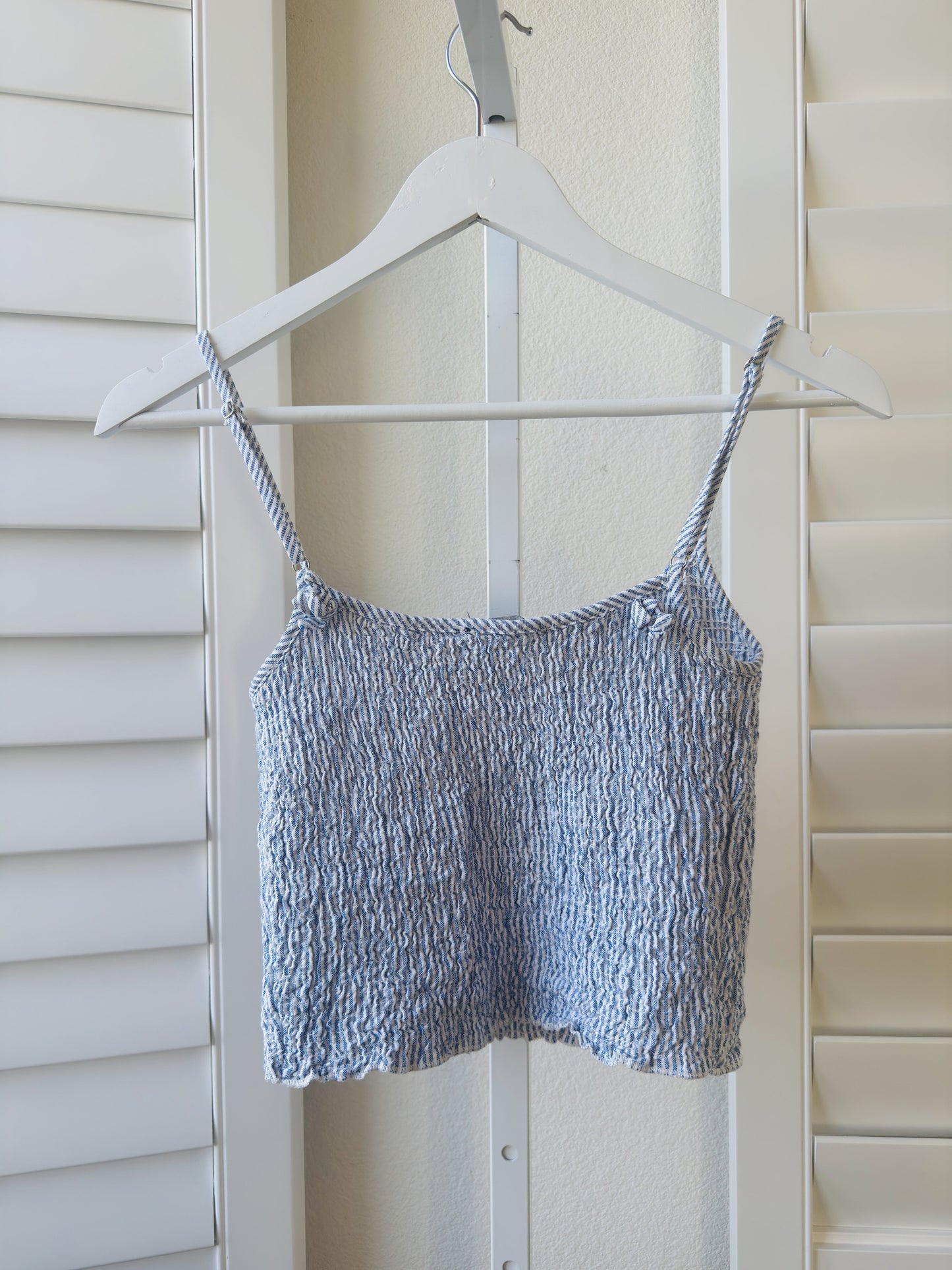 Brandy Melville Blue Striped Smocked Cami Top - One Size