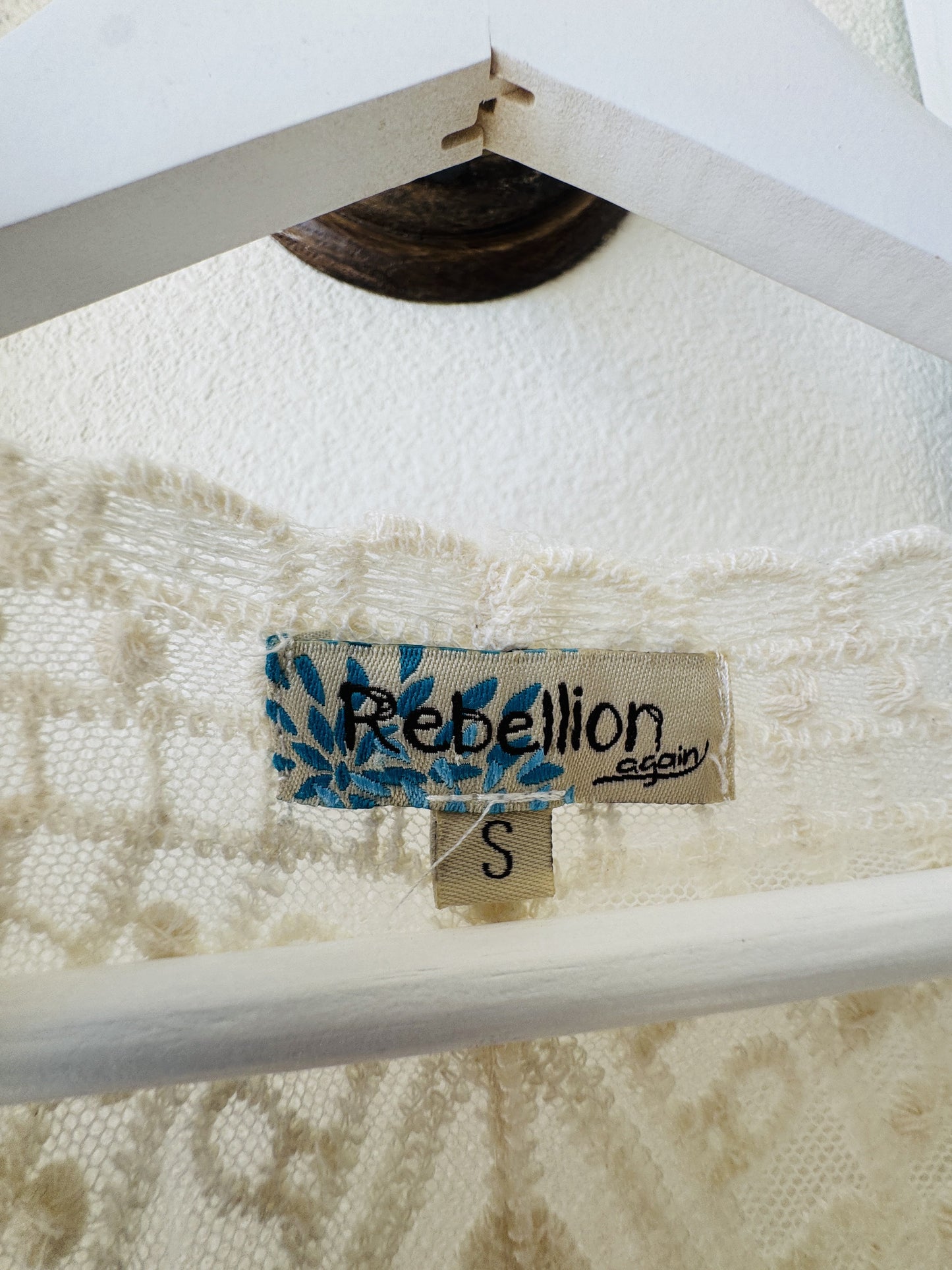 Rebellion Again Cream Embroidered Lace Long Cardigan - Size S