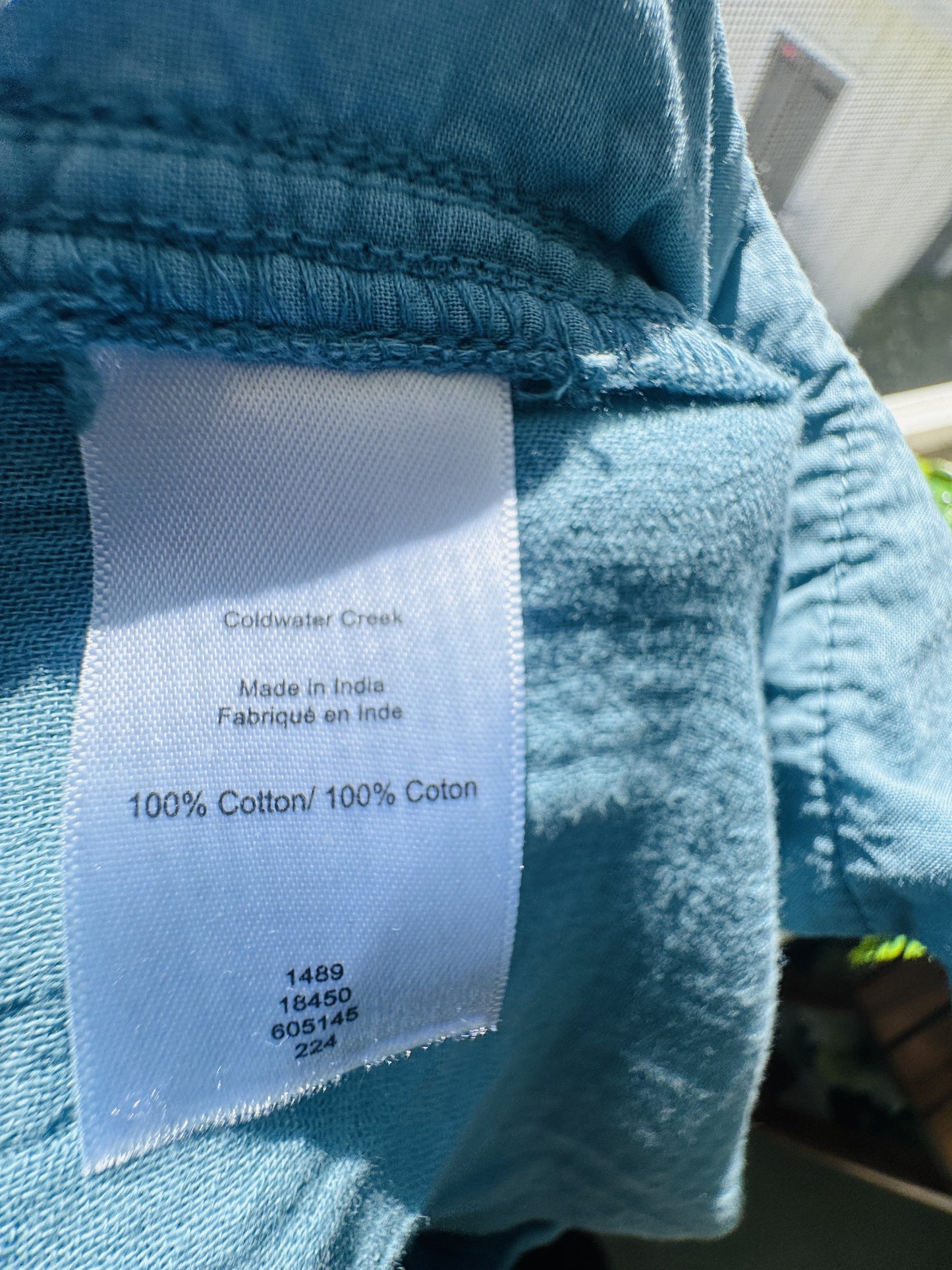 Coldwater Creek Blue 100% Cotton Gauze Wide Leg Pants Size L