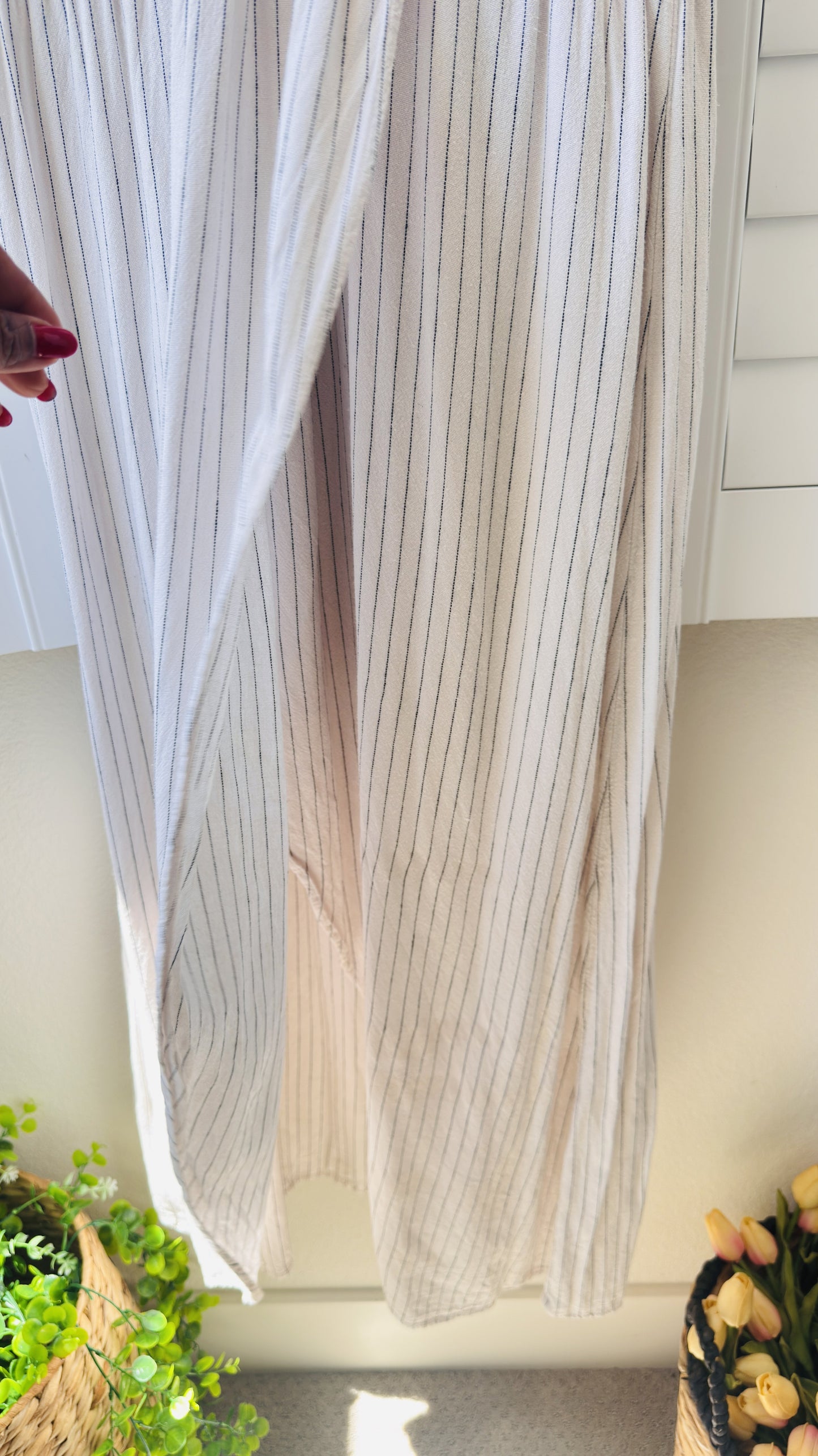 American Eagle Linen Blend Striped Tulip Maxi Dress Size XXL