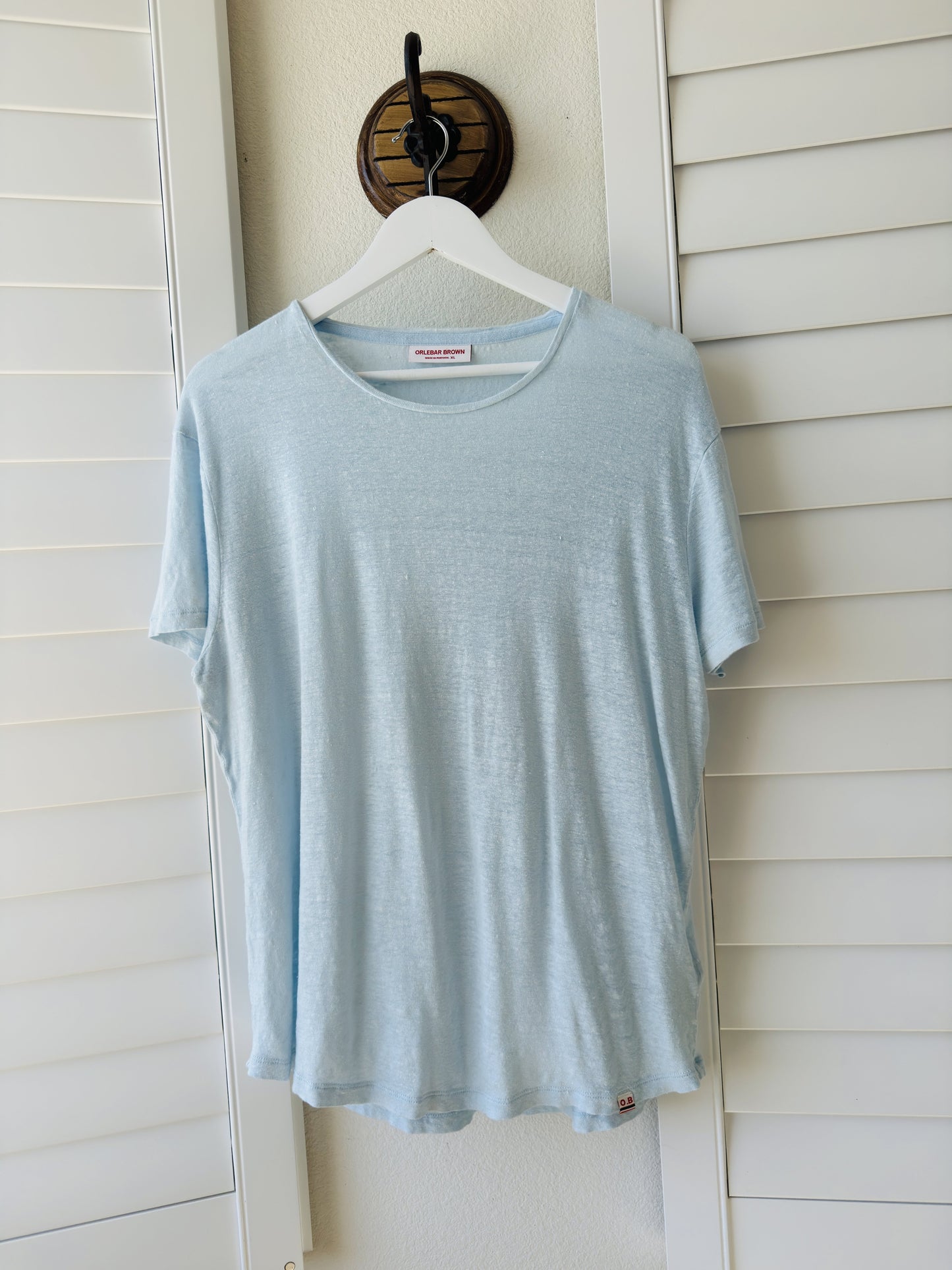 Orlebar Brown (Vintage) Light Blue 100% Linen T-Shirt Size XL