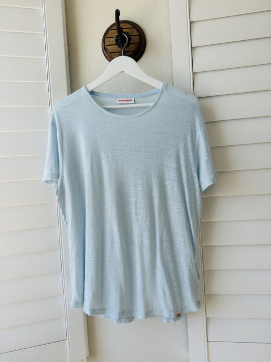Orlebar Brown (Vintage) Light Blue 100% Linen T-Shirt Size XL