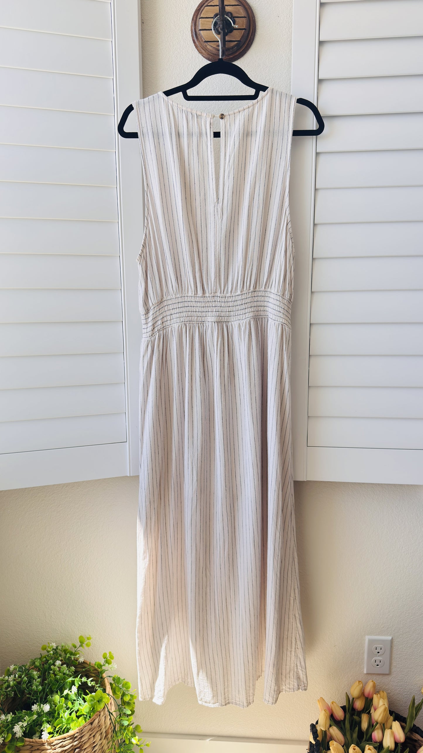 American Eagle Linen Blend Striped Tulip Maxi Dress Size XXL