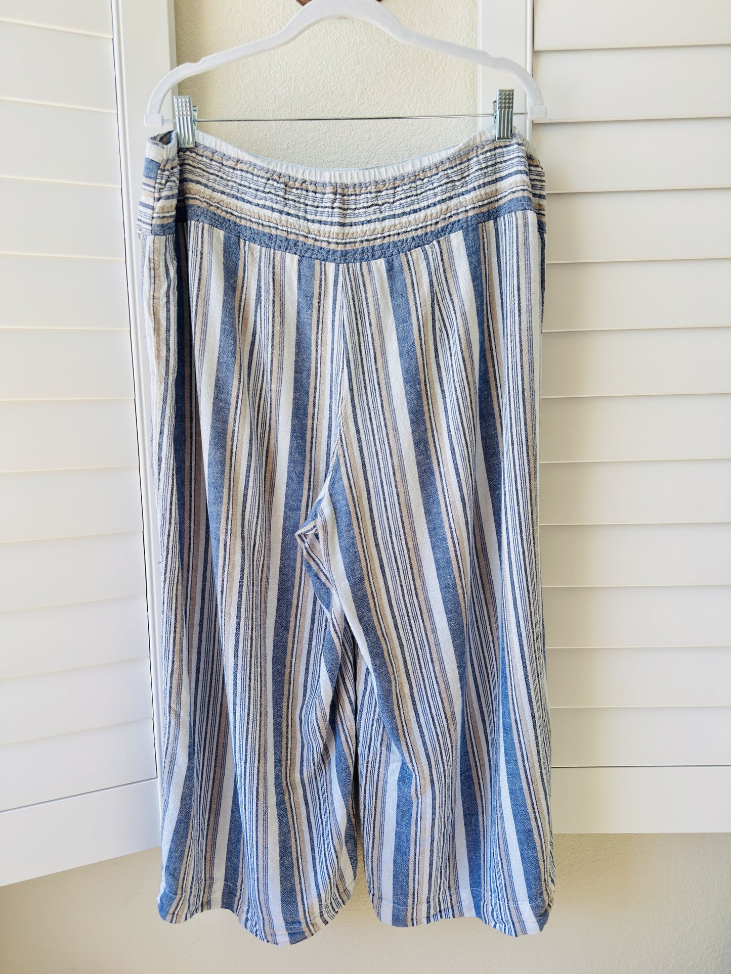 EST. 1946 Striped Linen Blend Wide Leg Crop Pants Size XL