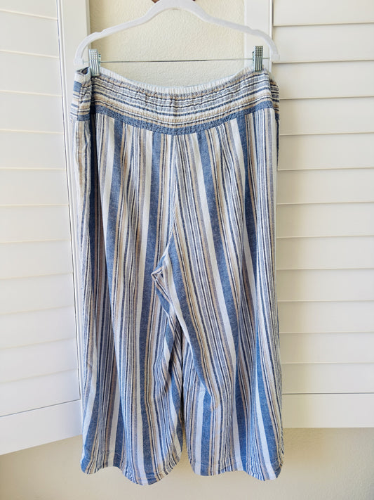 EST. 1946 Striped Linen Blend Wide Leg Crop Pants Size XL