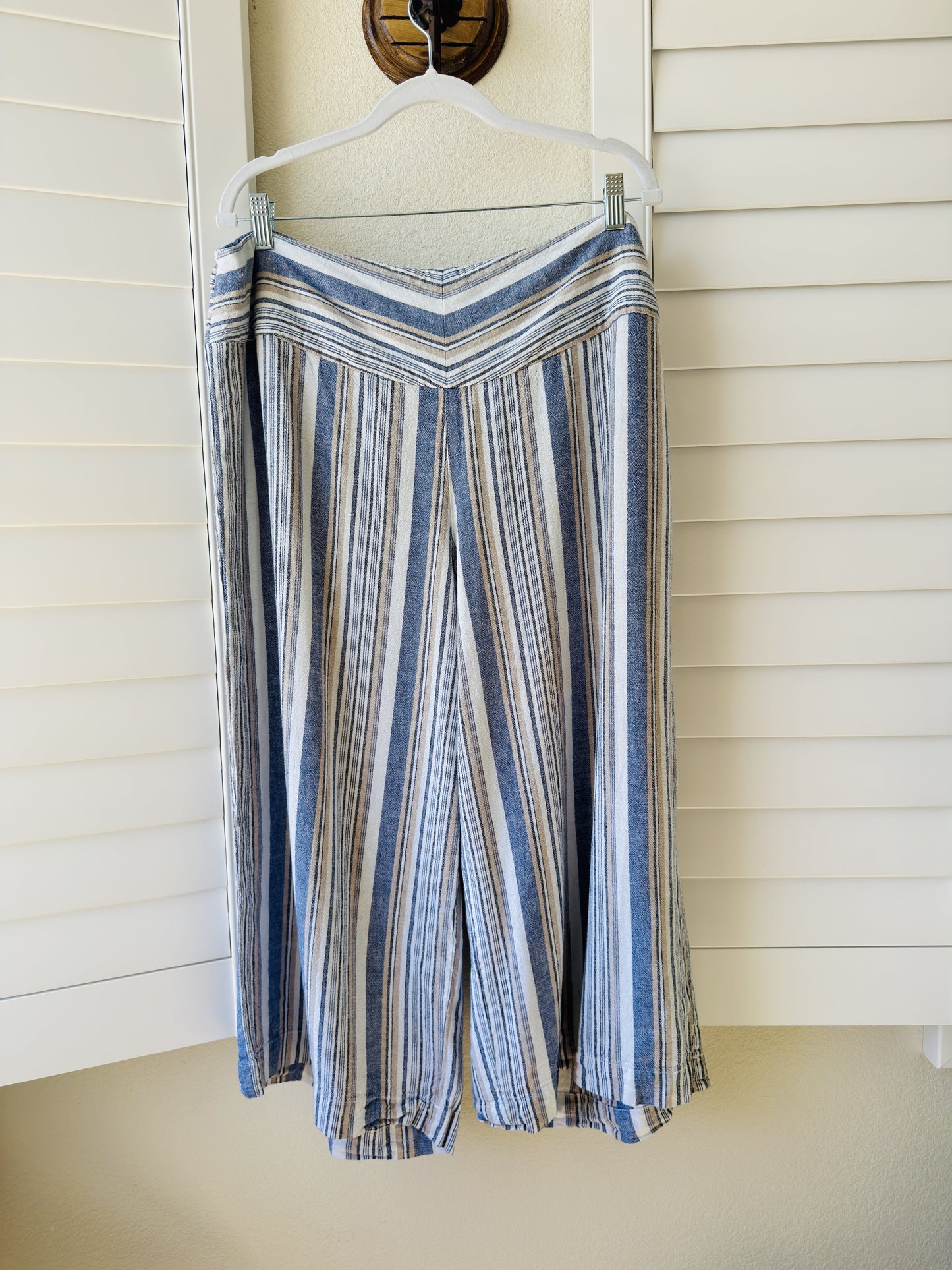 EST. 1946 Striped Linen Blend Wide Leg Crop Pants Size XL
