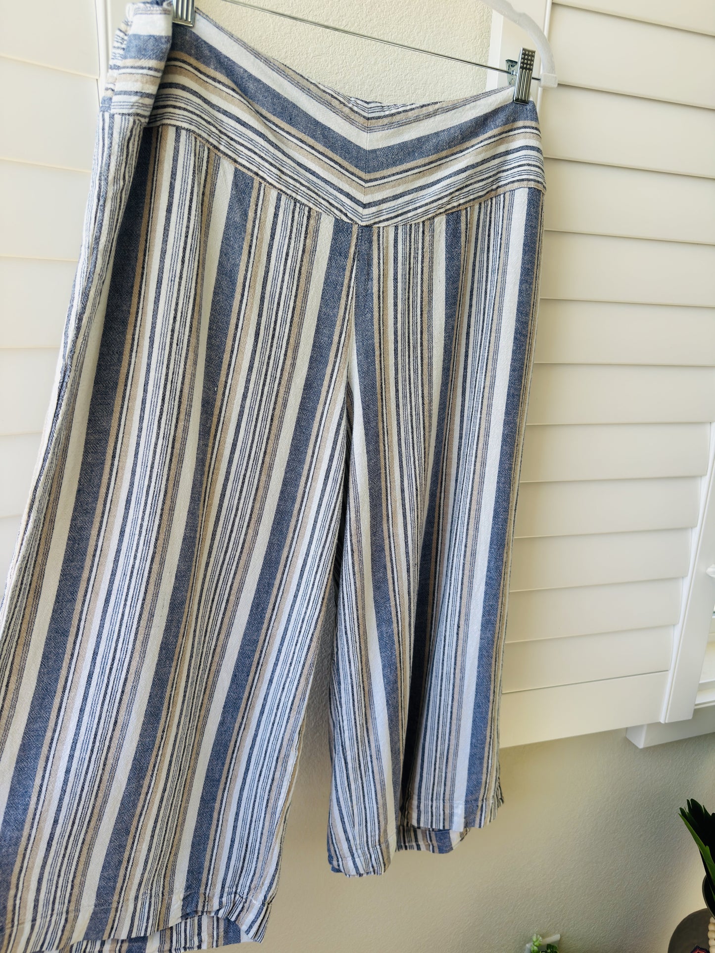 EST. 1946 Striped Linen Blend Wide Leg Crop Pants Size XL