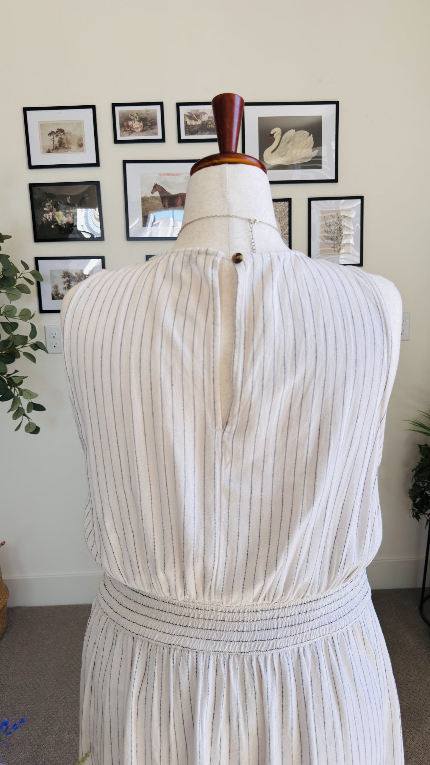American Eagle Linen Blend Striped Tulip Maxi Dress Size XXL