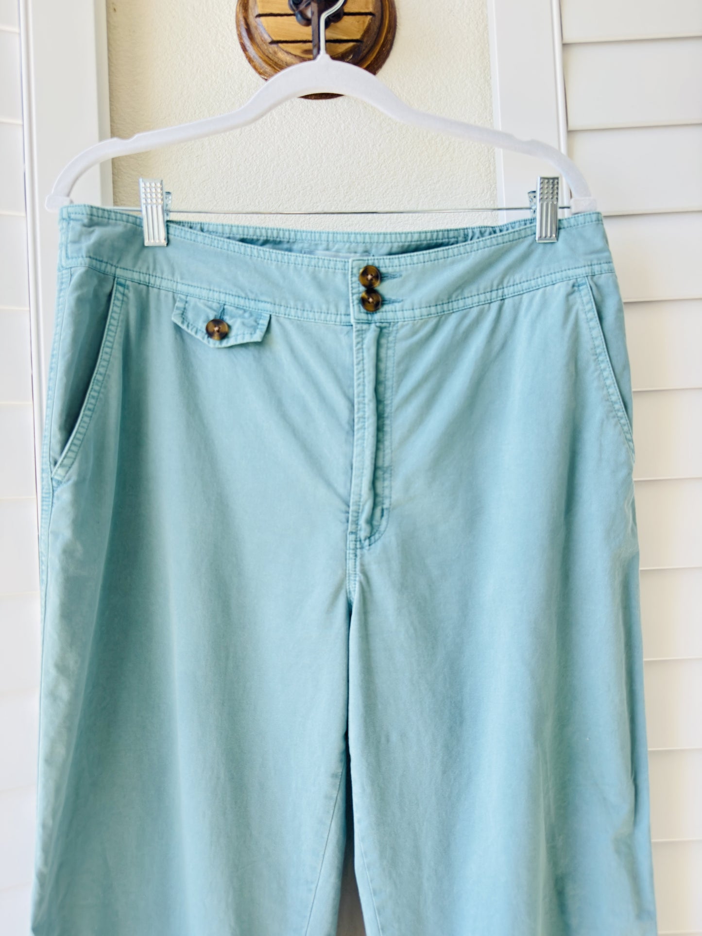 Sundance Teal Cotton Straight Leg Pants Size 12