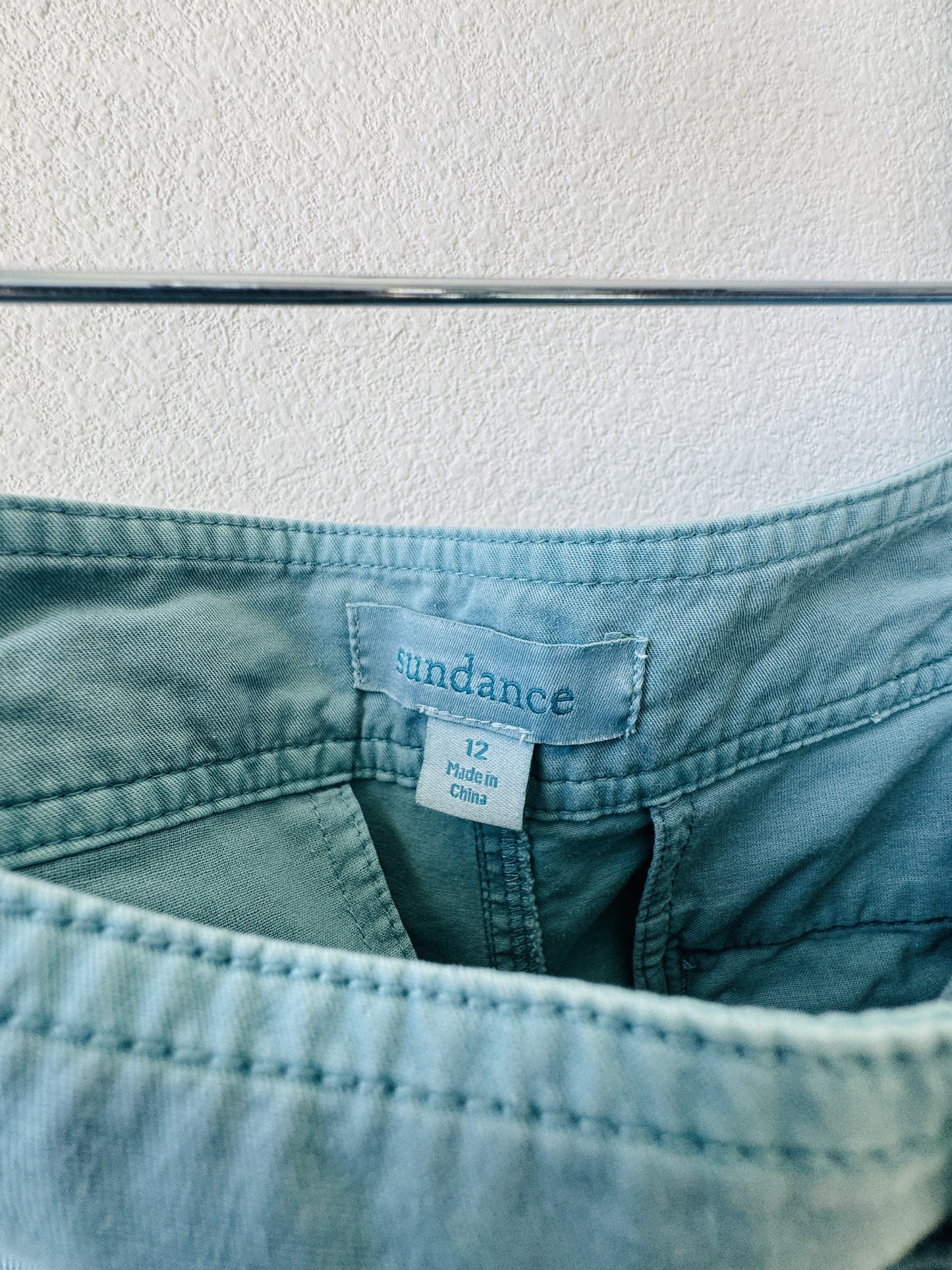 Sundance Teal Cotton Straight Leg Pants Size 12