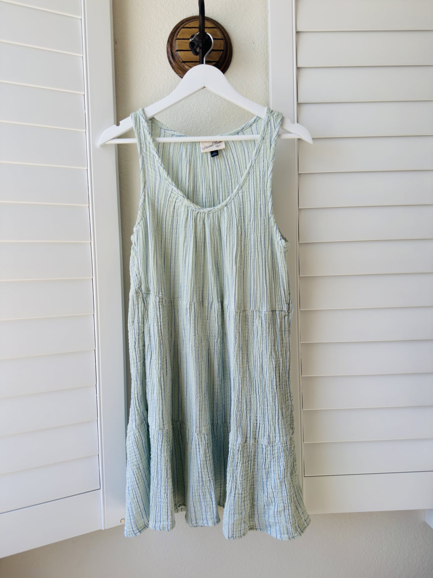 Universal Thread Striped Tiered Cotton Gauze Sleeveless Dress, Size L