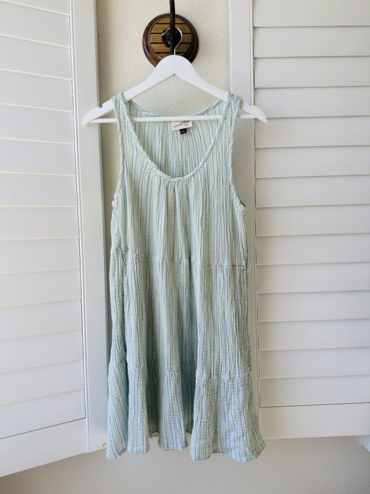 Universal Thread Striped Tiered Cotton Gauze Sleeveless Dress, Size L