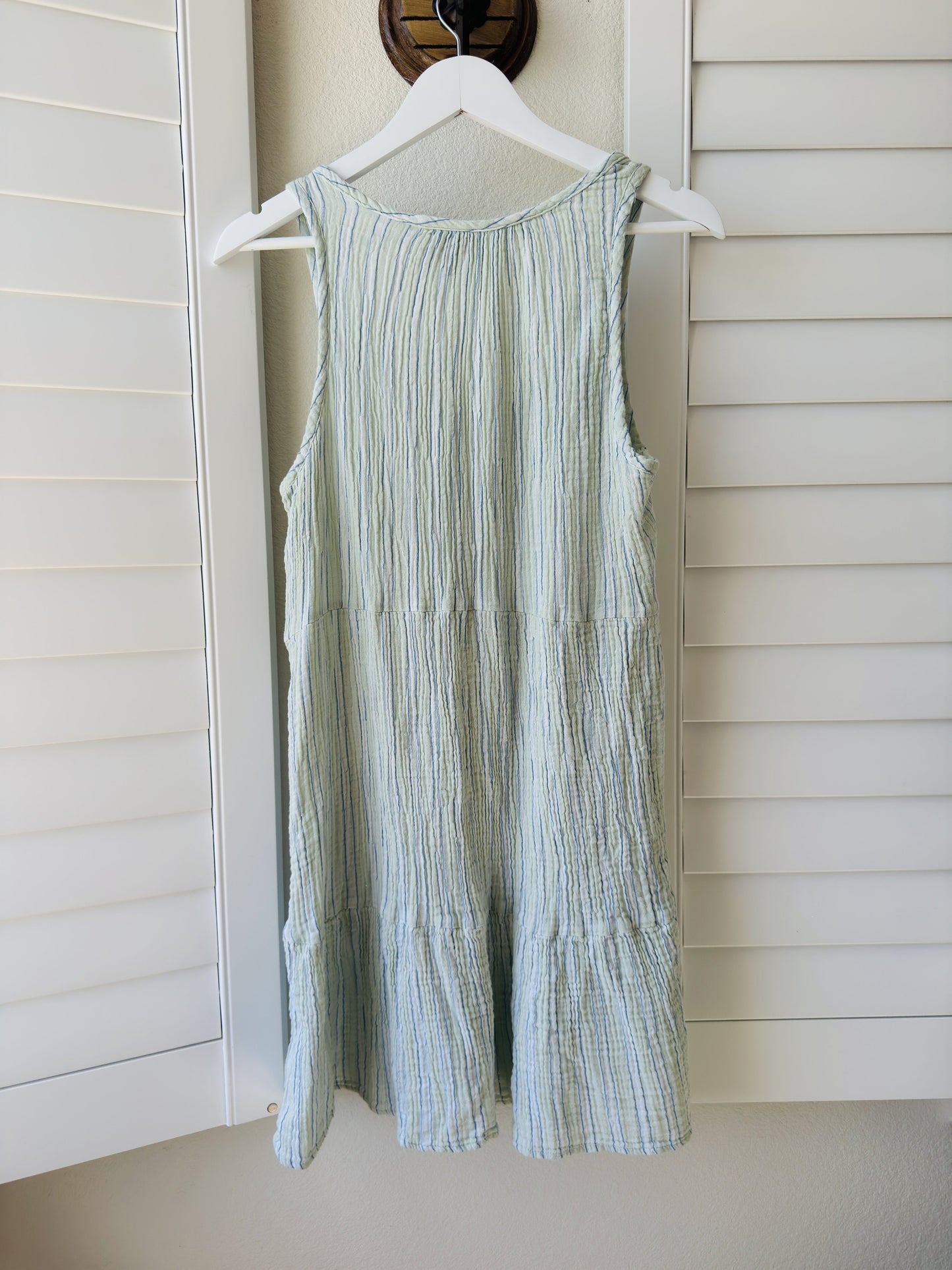 Universal Thread Striped Tiered Cotton Gauze Sleeveless Dress, Size L