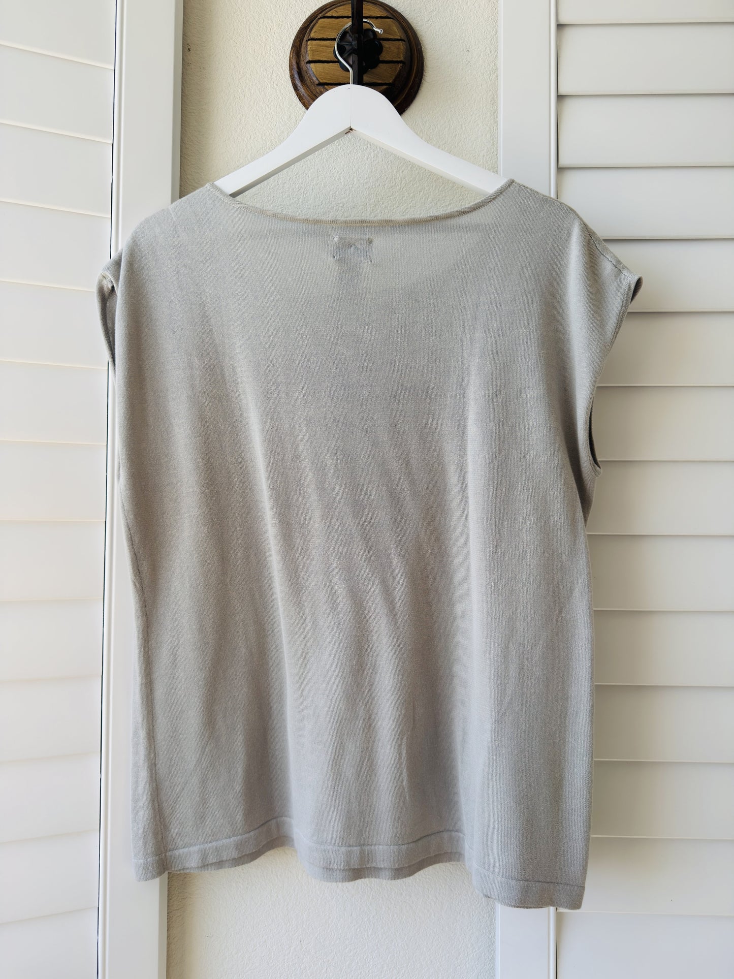 Chico's Pima Cotton Cap Sleeve Knit Top Grey Size 3