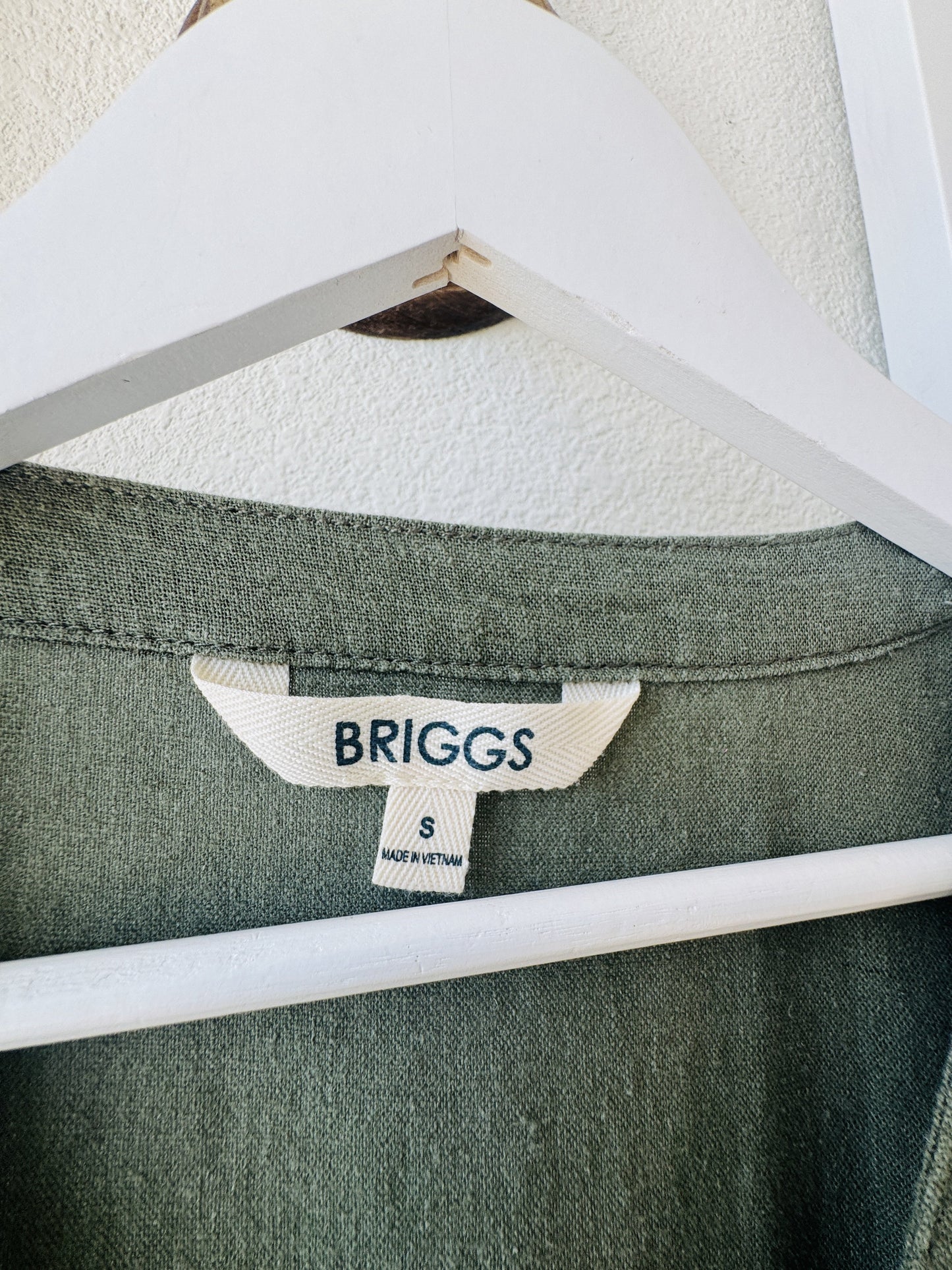 Briggs Olive Green V-Neck Gathered Empire Waist Dress Size S