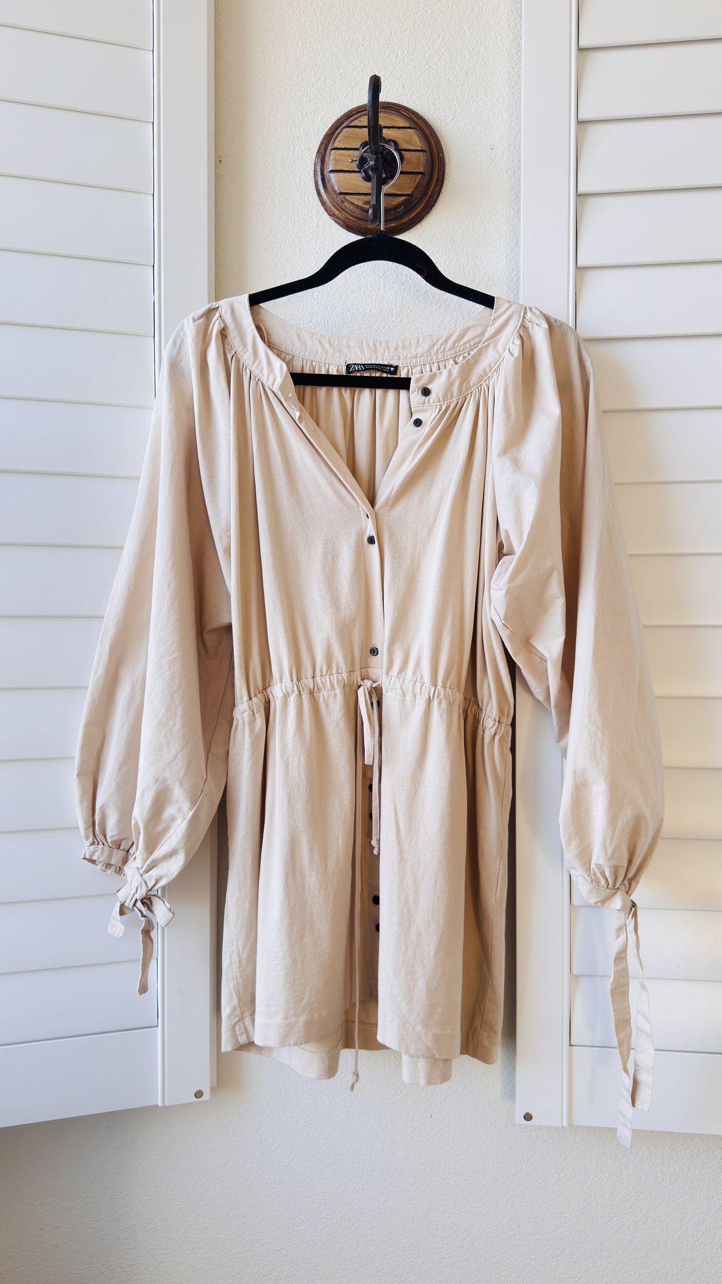 Zara Cotton Balloon Sleeve Mini Dress - Size S