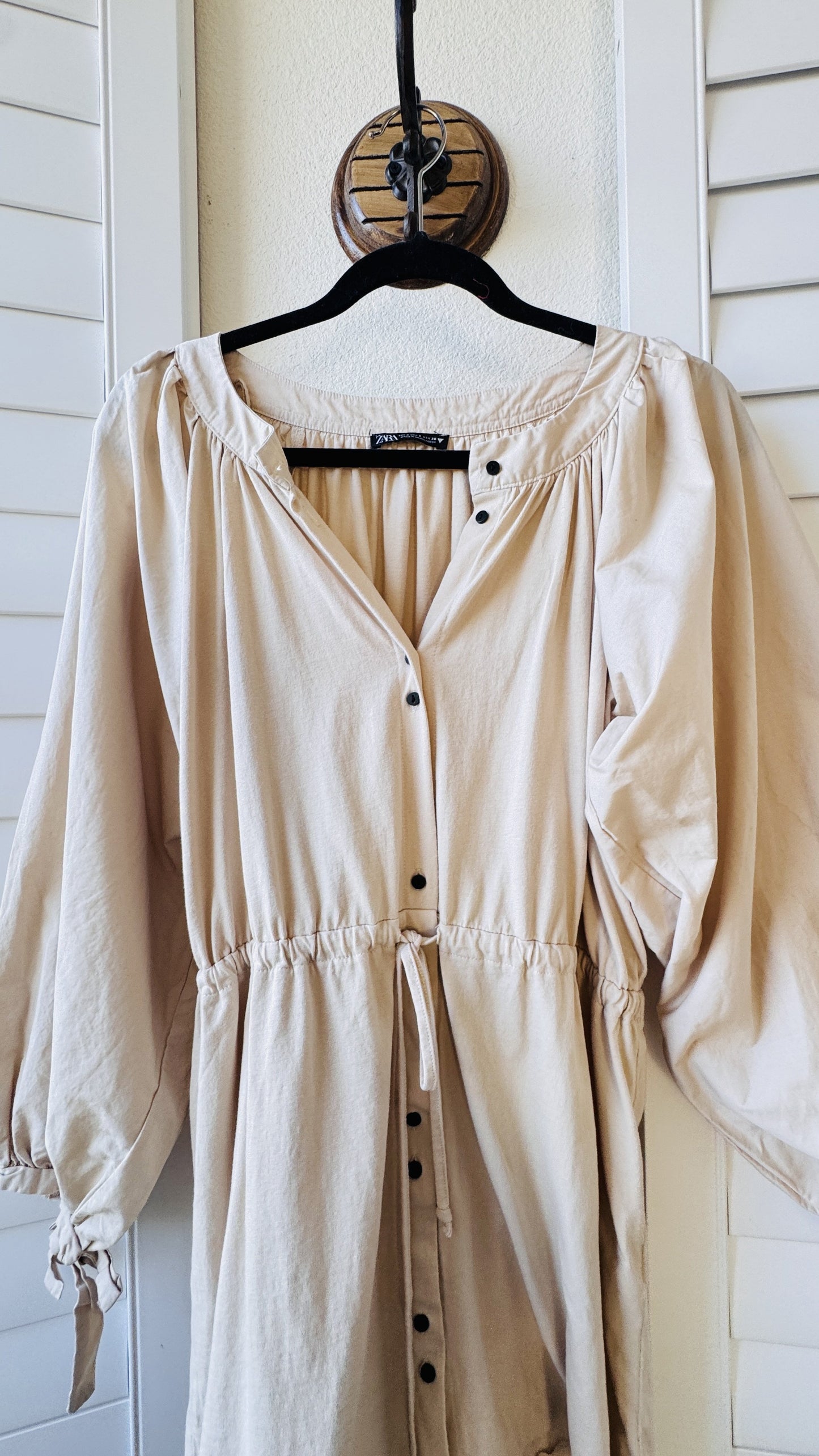 Zara Cotton Balloon Sleeve Mini Dress - Size S