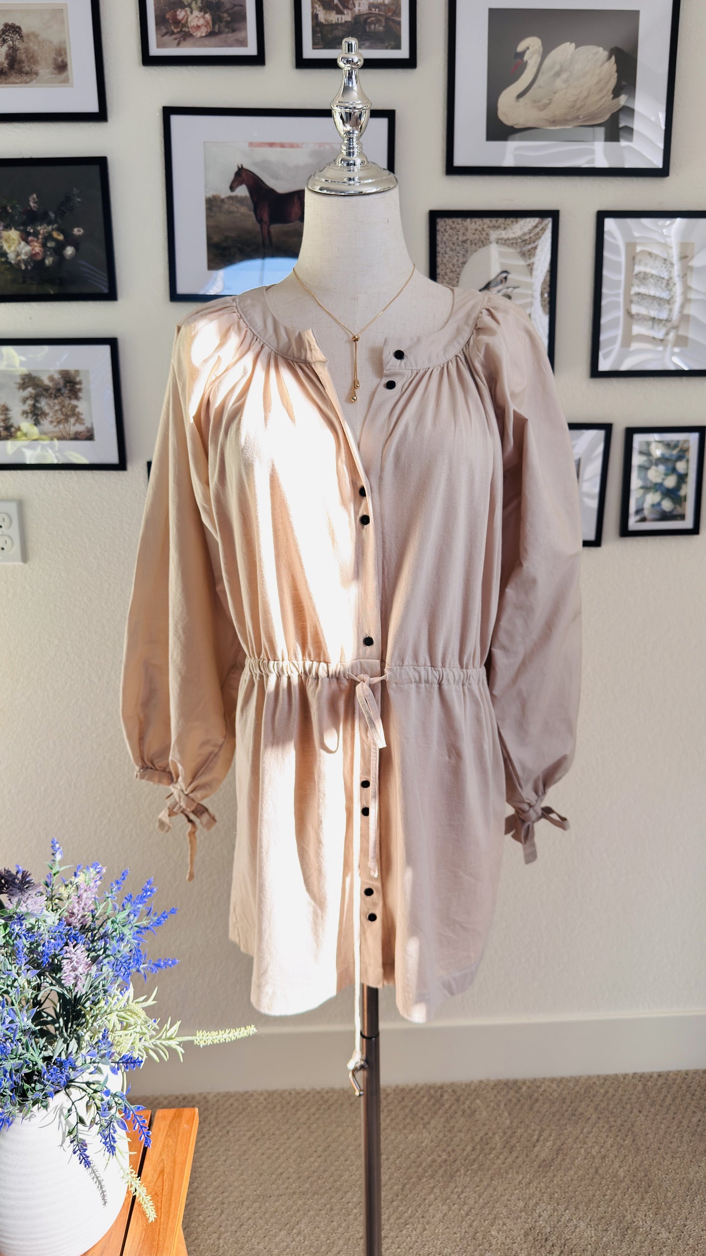 Zara Cotton Balloon Sleeve Mini Dress - Size S