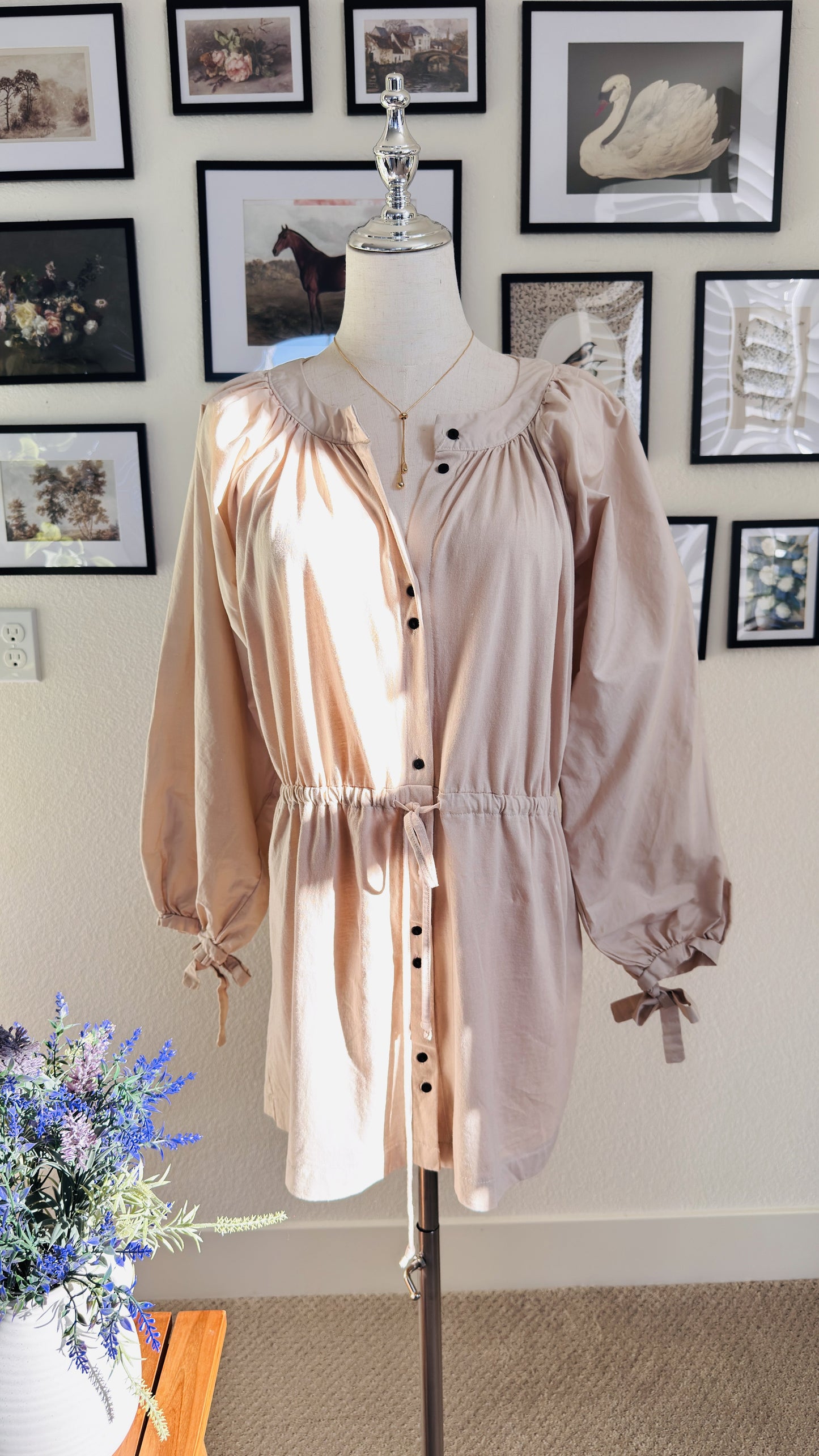 Zara Cotton Balloon Sleeve Mini Dress - Size S