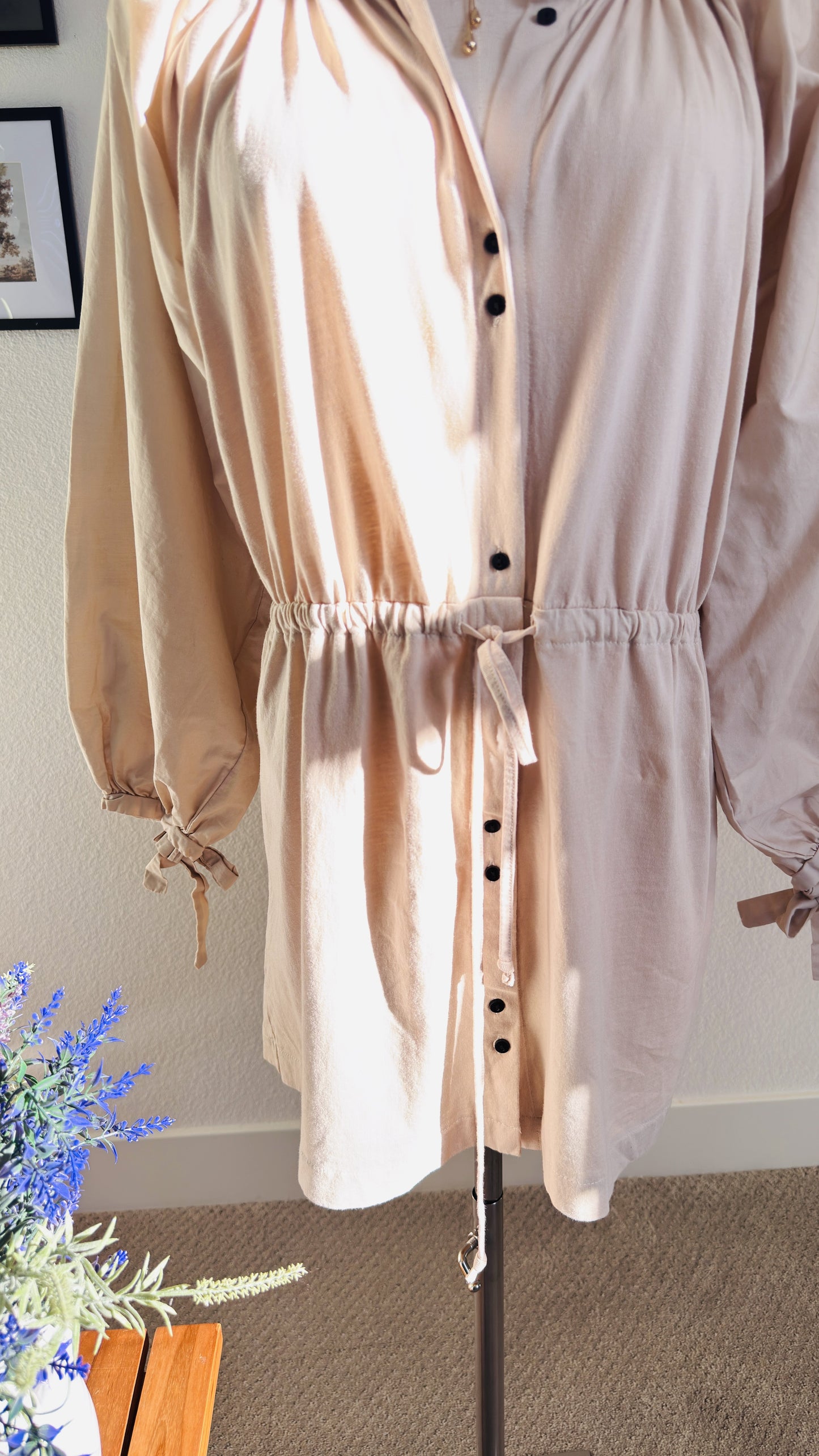 Zara Cotton Balloon Sleeve Mini Dress - Size S